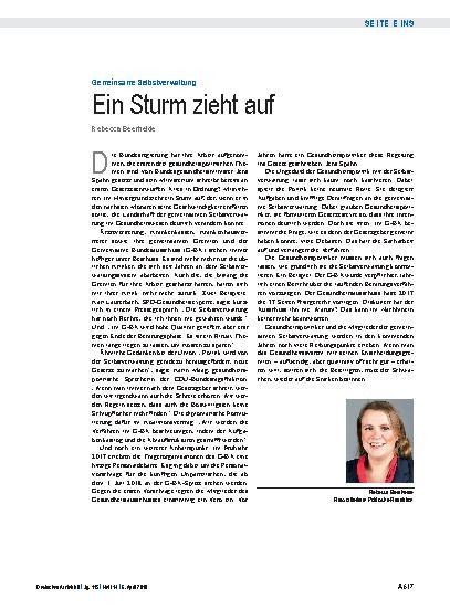 Vorschauseite 1: Gemeinsame Selbstverwaltung: Ein Sturm zieht auf