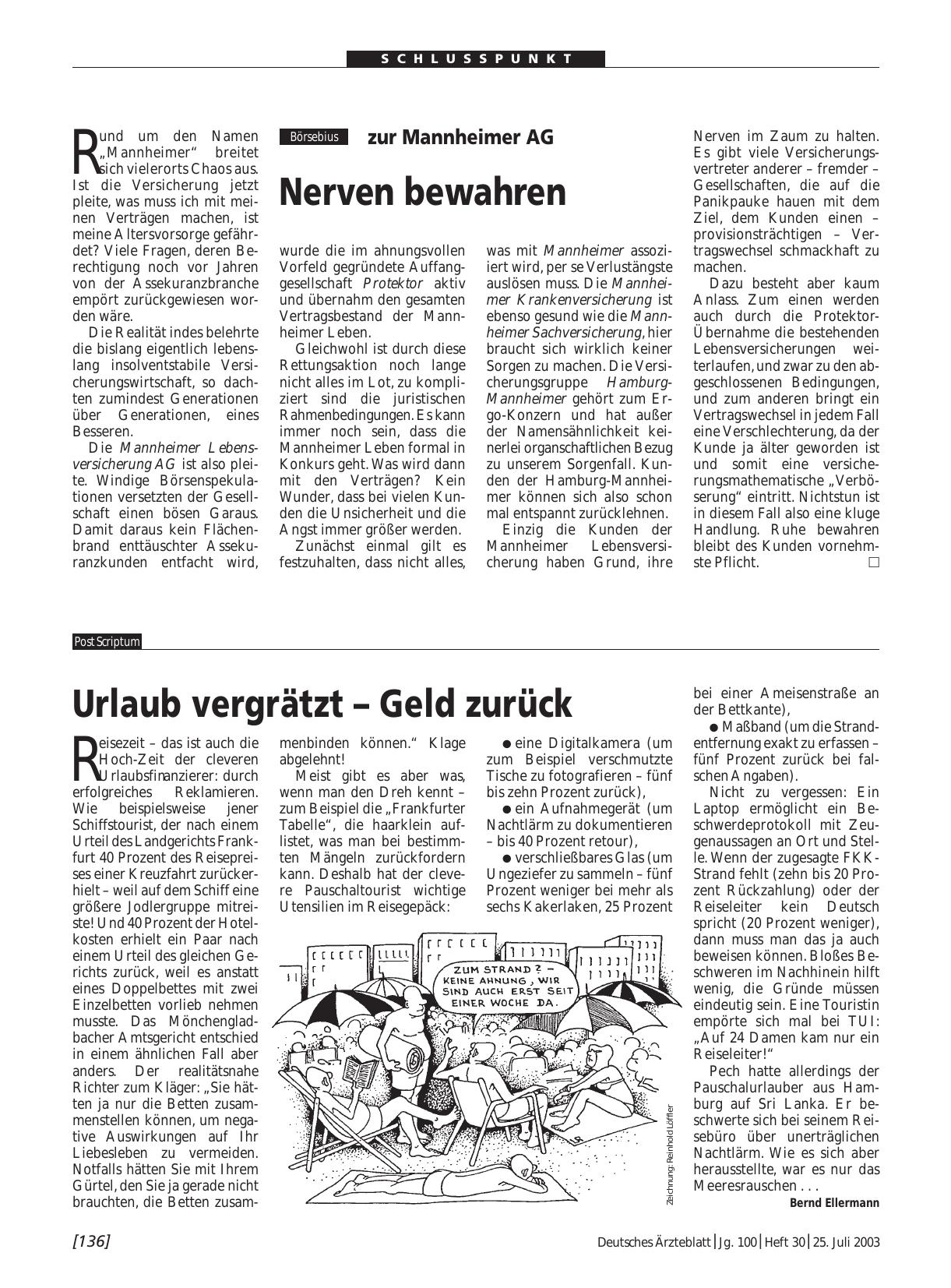 Vorschauseite 1: zur Mannheimer AG: Nerven bewahren