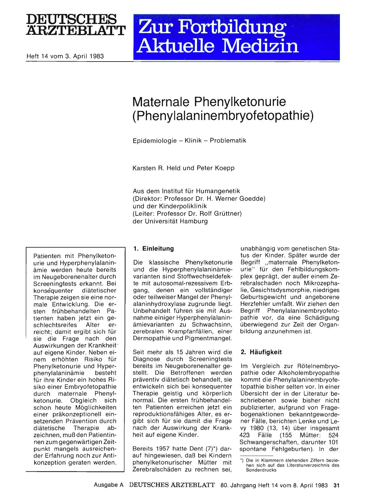 Vorschauseite 1: Maternale Phenylketonurie