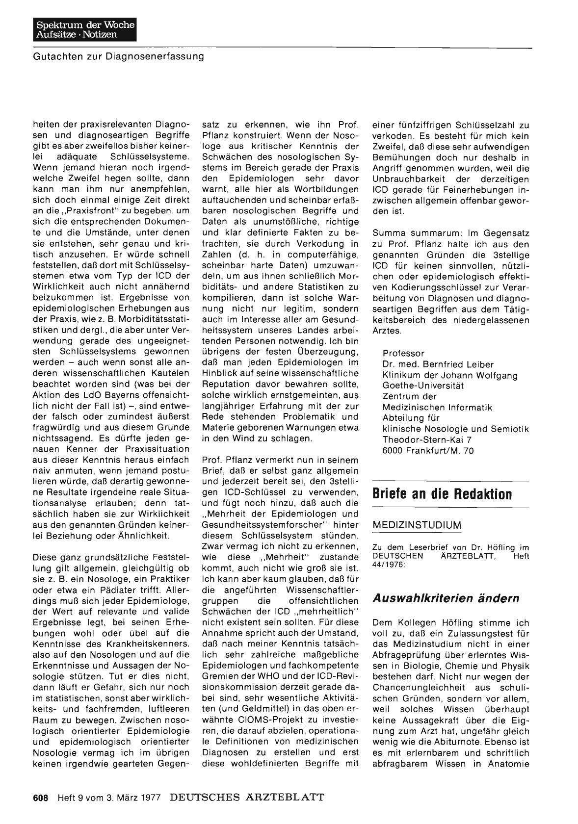 Vorschauseite 1: MEDIZINSTUDIUM: Auswahlkriterien ändern