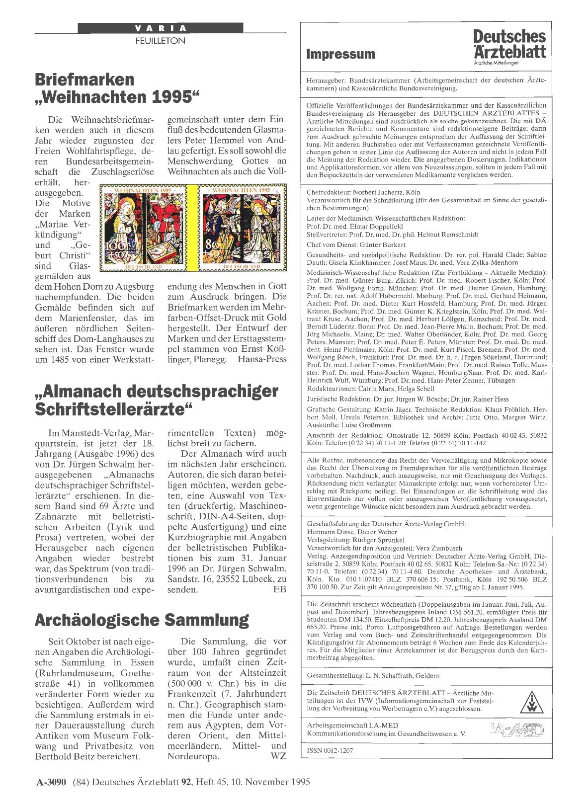 Vorschauseite 1: „Almanach deutschsprachiger Schriftstellerärzte“