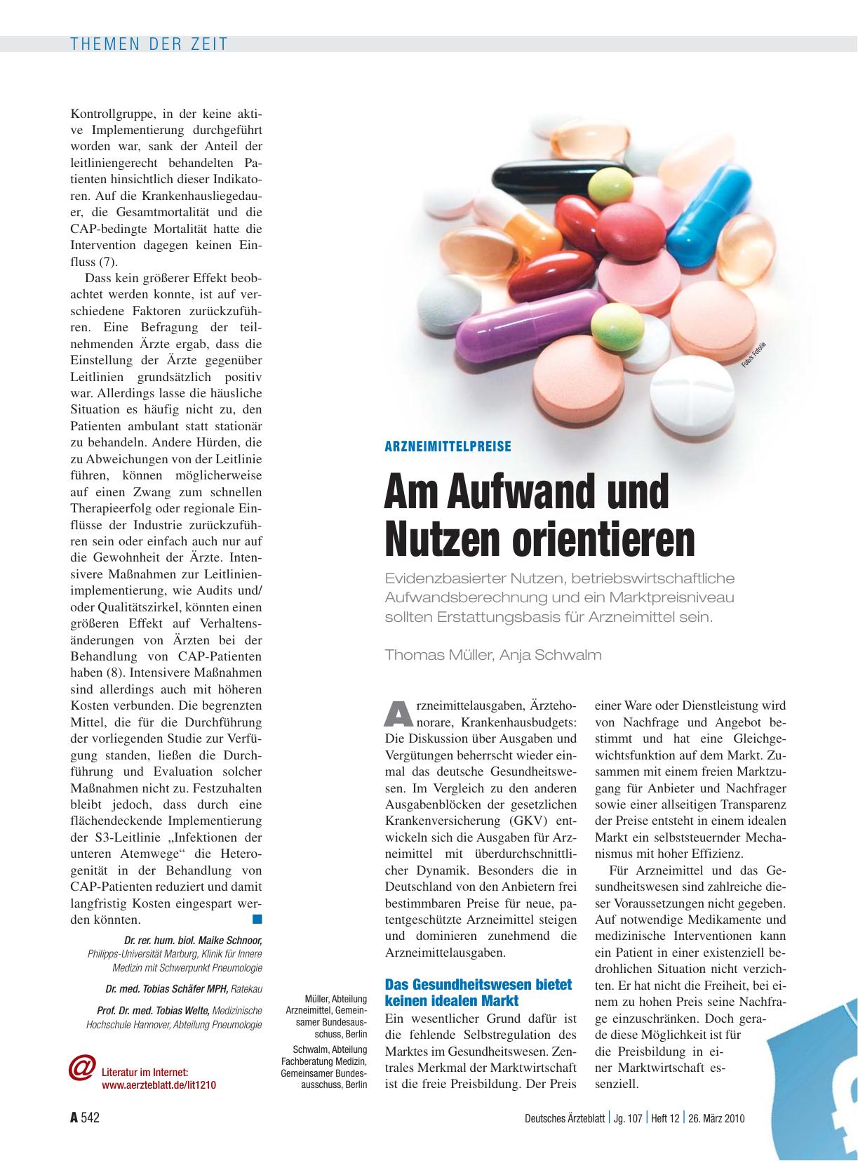 Vorschauseite 1: Arzneimittelpreise: Am Aufwand und Nutzen orientieren