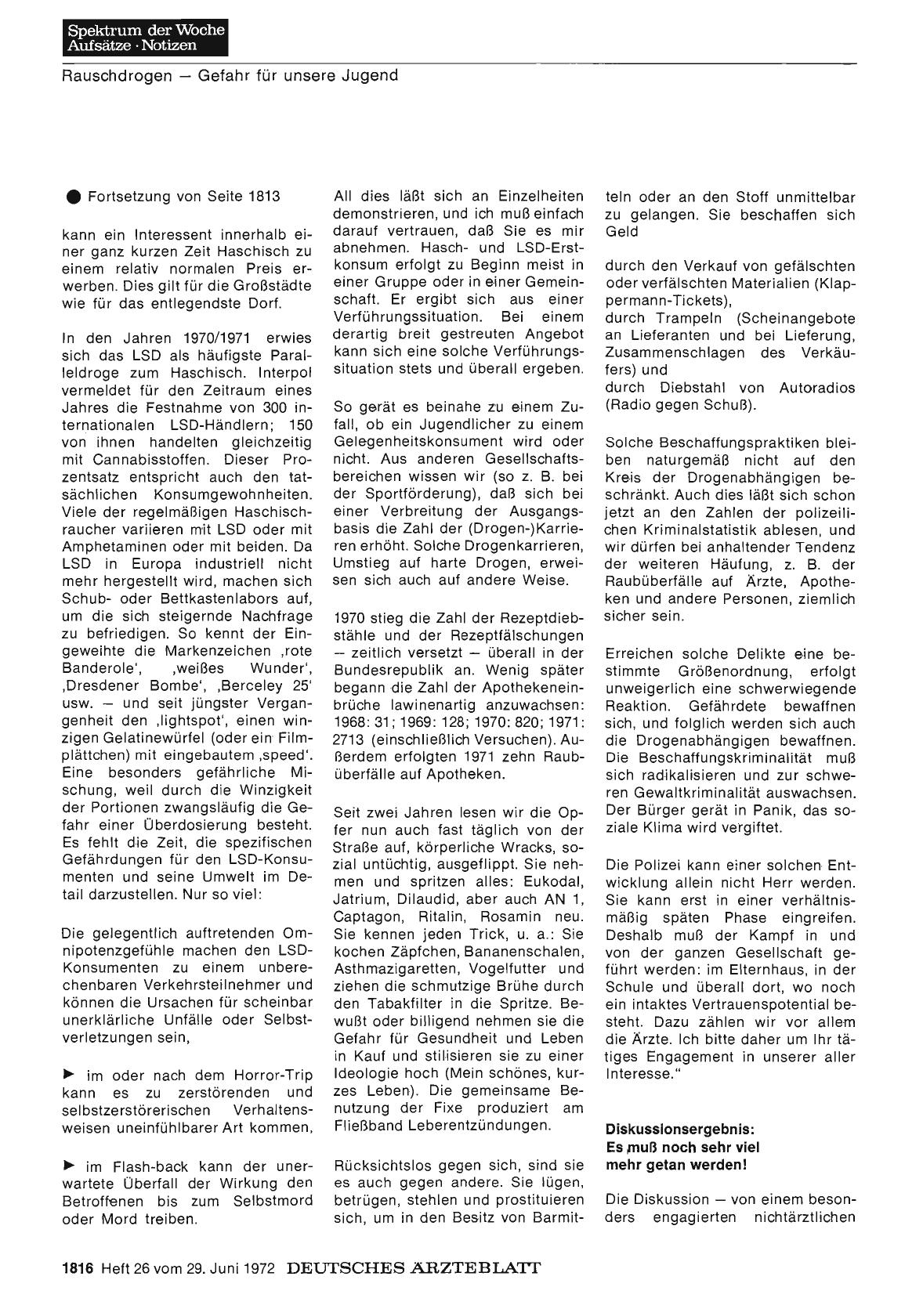 Vorschauseite 1: Rauschdrogen — Gefahr für unsere Jugend: öffentliche Podiumsdiskussion anläßlich des 75. Deutschen Ärztetages in Westerland (2)