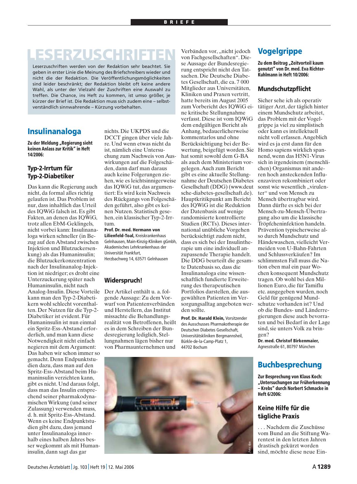 Vorschauseite 1: Insulinanaloga: Typ-2-Irrtum für Typ-2-Diabetiker