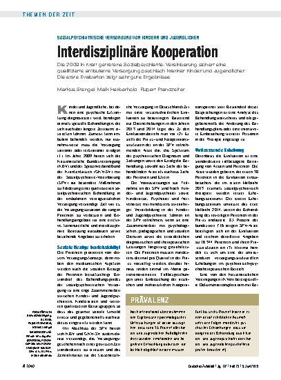 Vorschauseite 1: Sozialpsychiatrische Versorgung von Kindern und Jugendlichen: Interdisziplinäre Kooperation