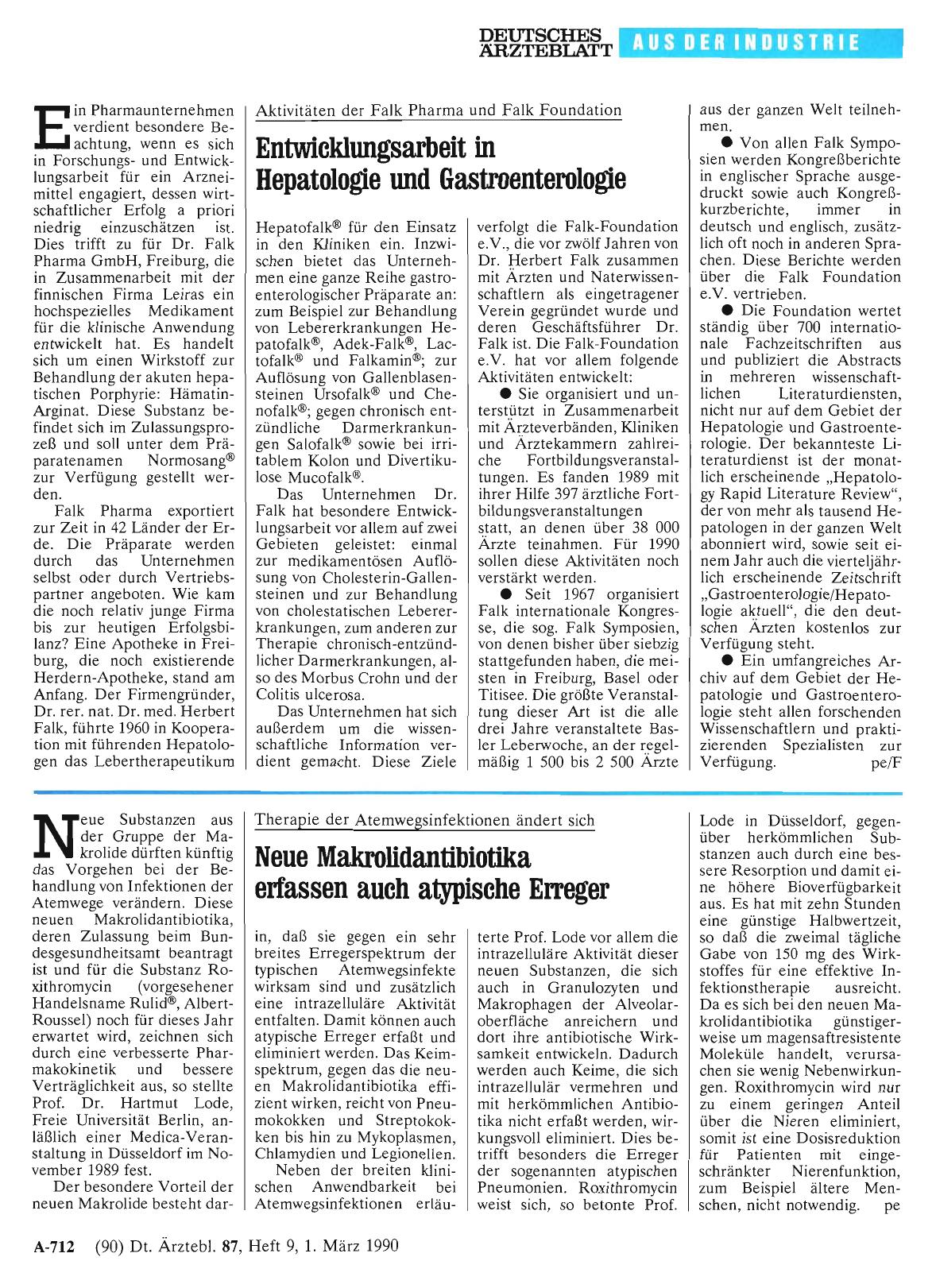Vorschauseite 1: Aktivitäten der Falk Pharma und Falk Foundation: Entwicklungsarbeit in Hepatologie und Gastroenterologie