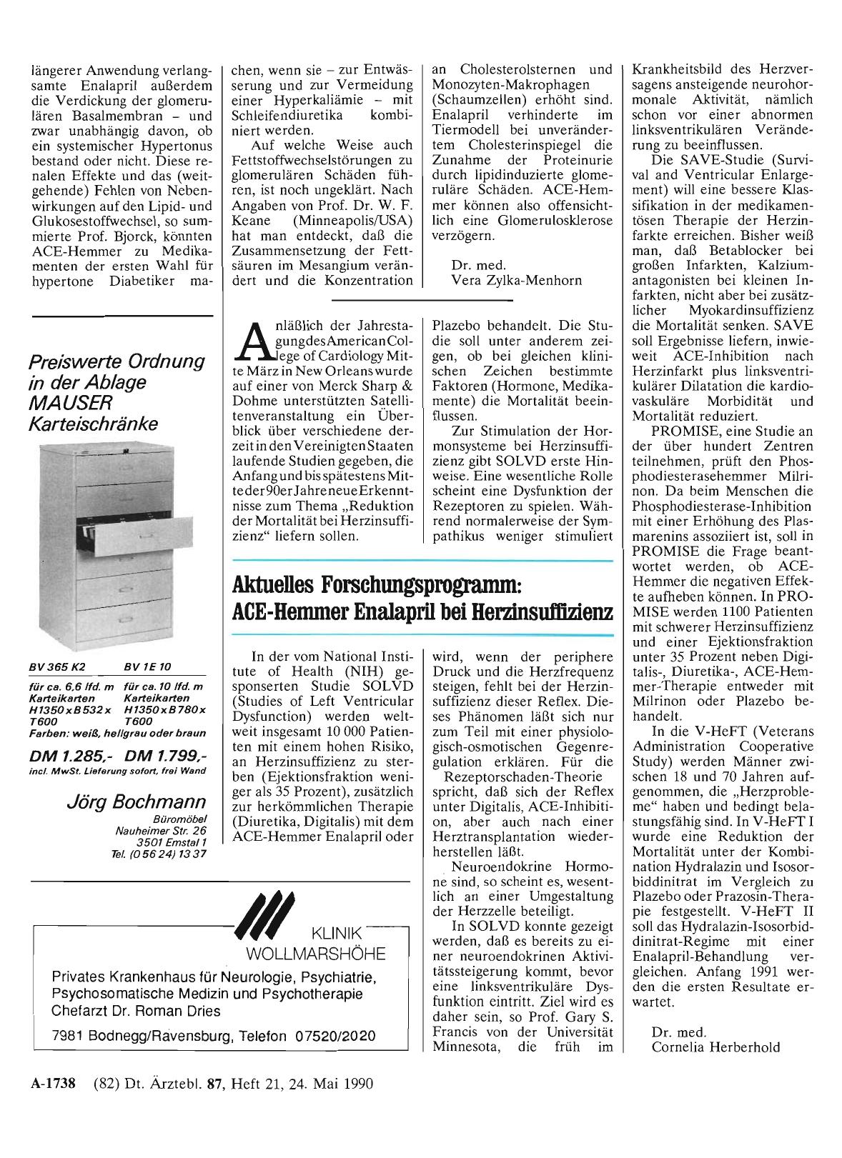 Vorschauseite 1: Aktuelles Forschungsprogramm: ACE-Hemmer Enalapril bei Heränsufrizienz