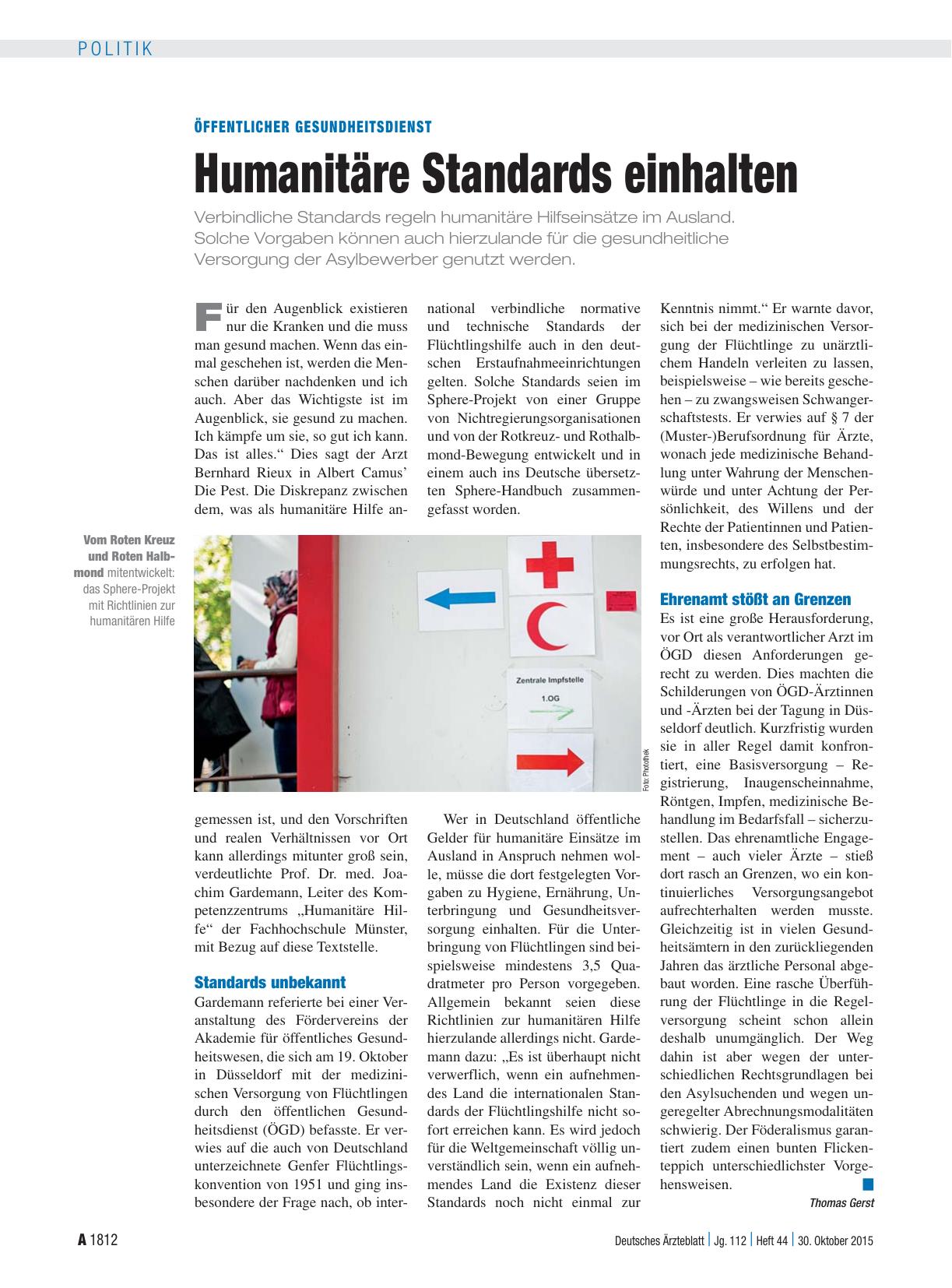 Vorschauseite 1: Öffentlicher Gesundheitsdienst: Humanitäre Standards einhalten