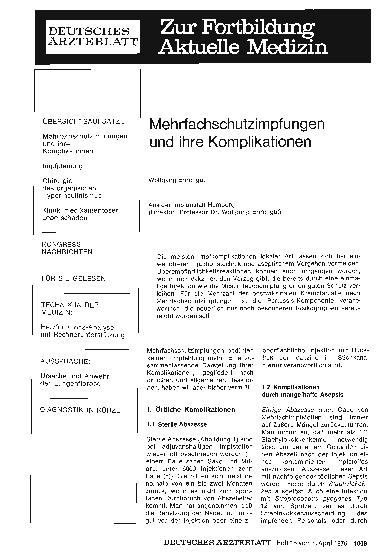 Vorschauseite 1: Mehrfachschutzimpfungen und ihre Komplikationen