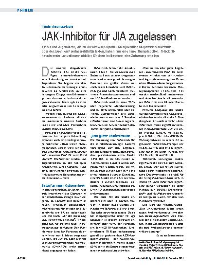 Vorschauseite 1: Kinderrheumatologie: JAK-Inhibitor für JIA zugelassen
