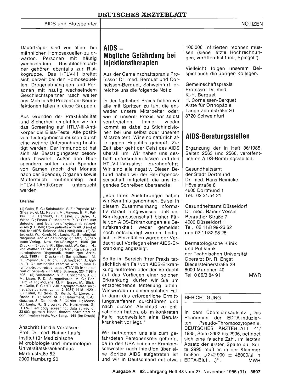 Vorschauseite 1: AIDS-Beratungsstellen