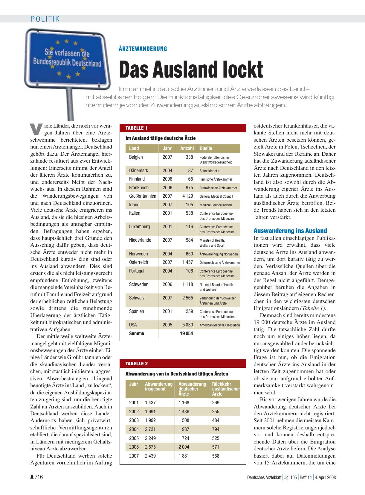 Vorschauseite 1: Ärztewanderung: Das Ausland lockt