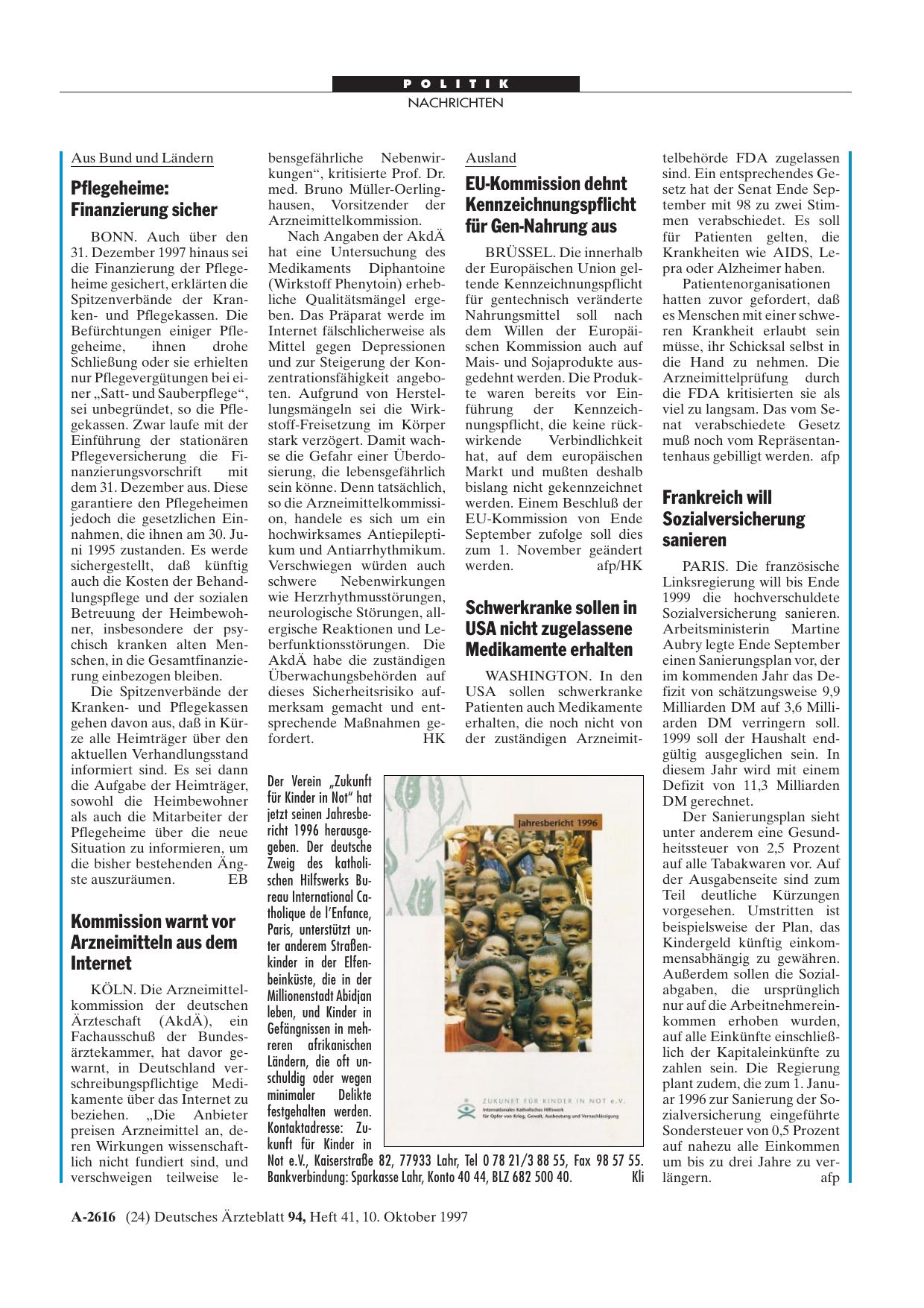 Vorschauseite 1: Jahresbericht 1996