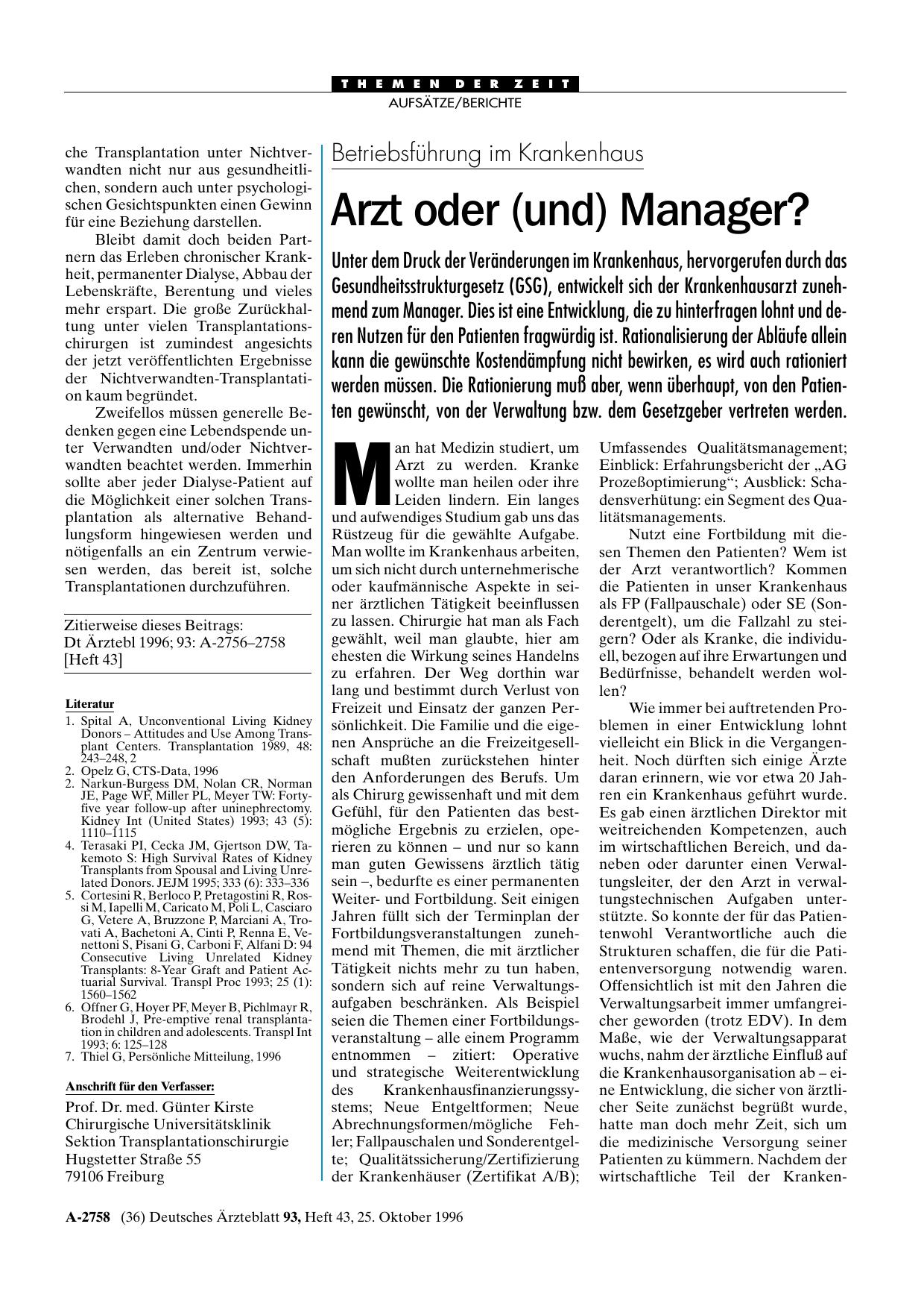 Vorschauseite 1: Betriebsführung im Krankenhaus: Arzt oder (und) Manager?