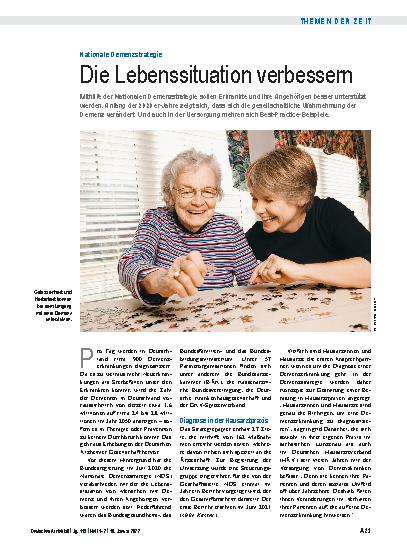 Vorschauseite 1: Nationale Demenzstrategie: Die Lebenssituation verbessern