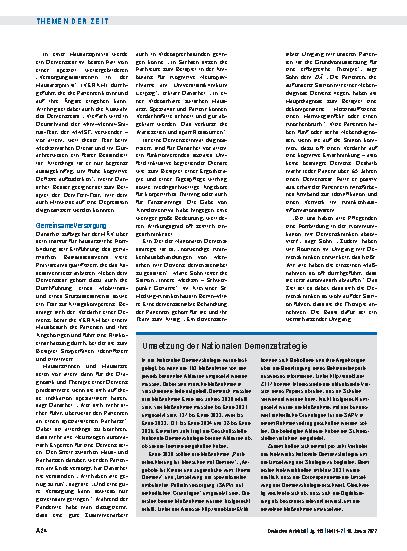 Vorschauseite 2: Nationale Demenzstrategie: Die Lebenssituation verbessern