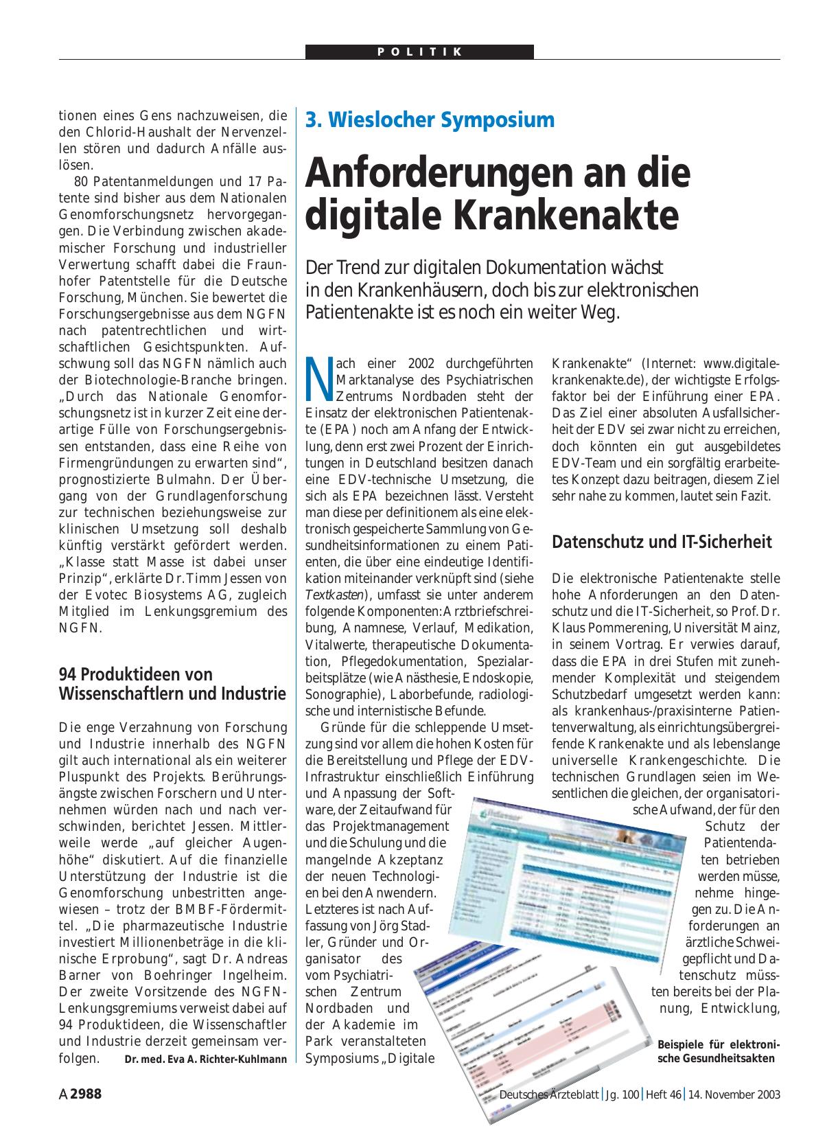 Vorschauseite 1: 3. Wieslocher Symposium: Anforderungen an die digitale Krankenakte