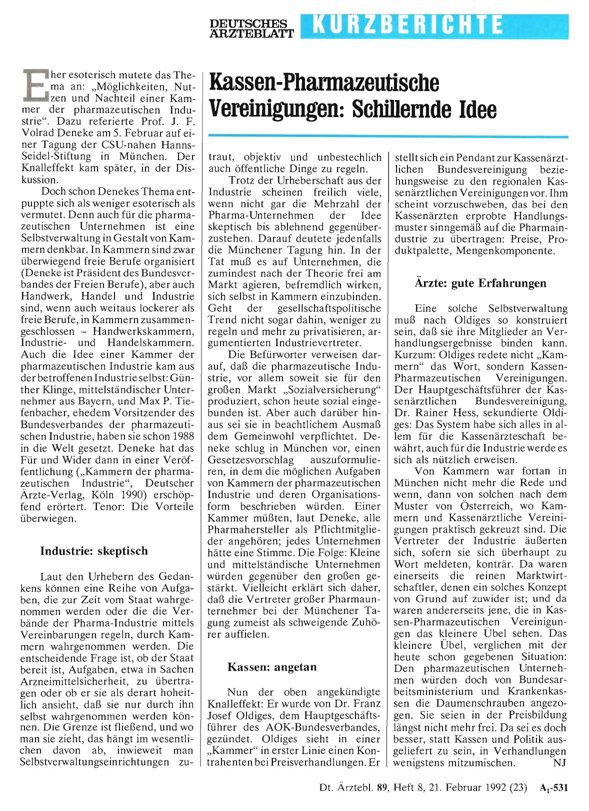 Vorschauseite 1: Kassen-Pharmazeutische Vereinigungen: Schillernde Idee