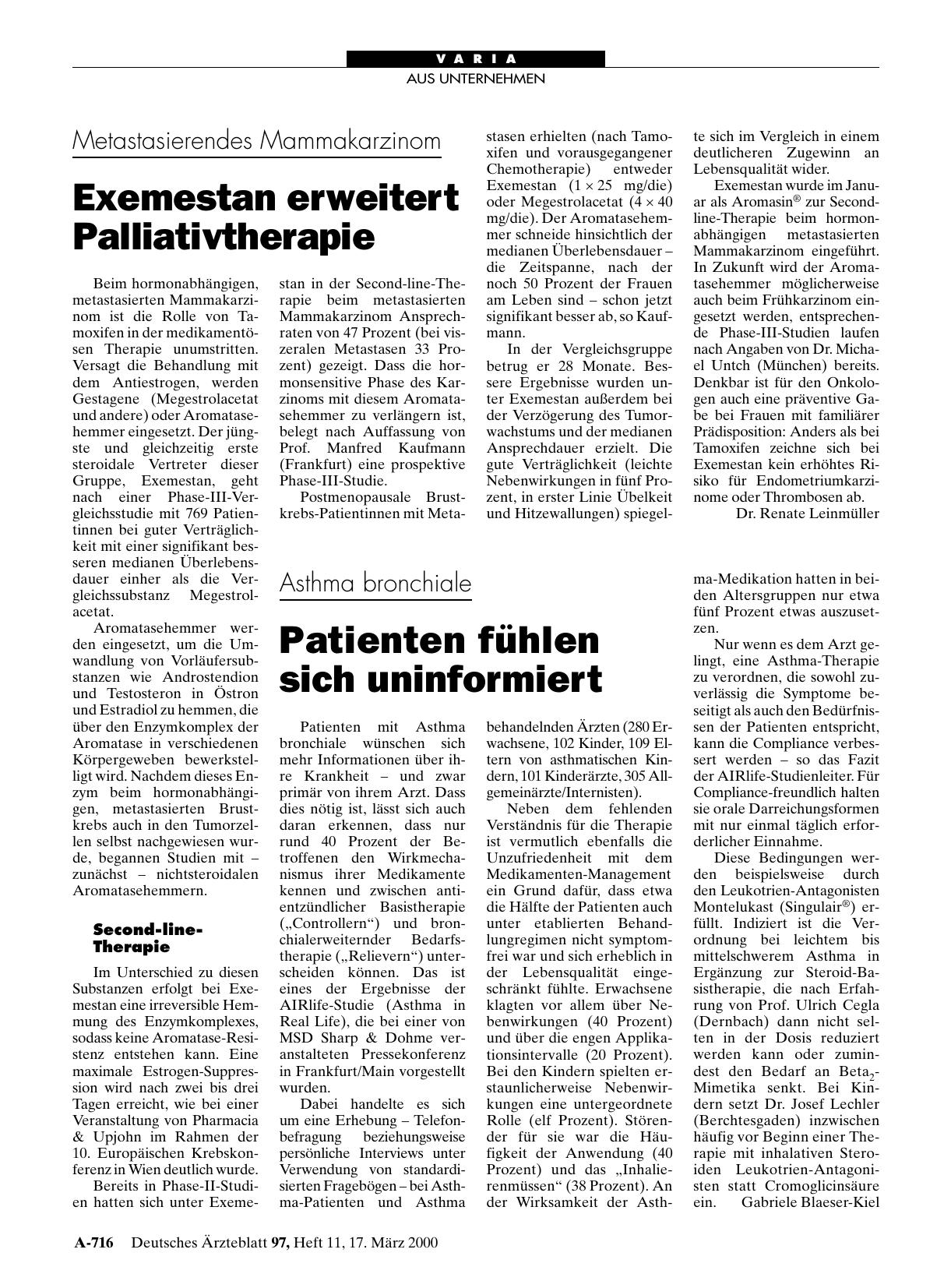 Vorschauseite 1: Asthma bronchiale: Patienten fühlen sich uninformiert