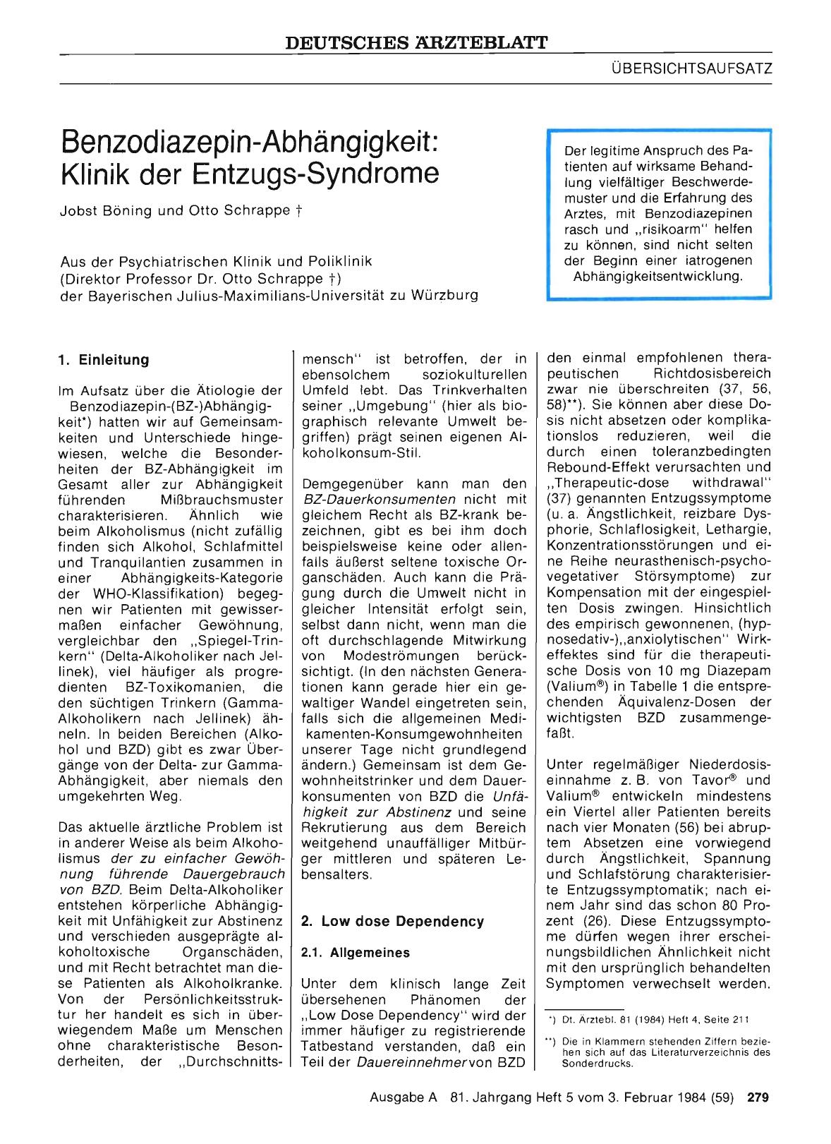 Vorschauseite 1: Benzodiazepin-Abhängigkeit: Klinik der Entzugs-Syndrome