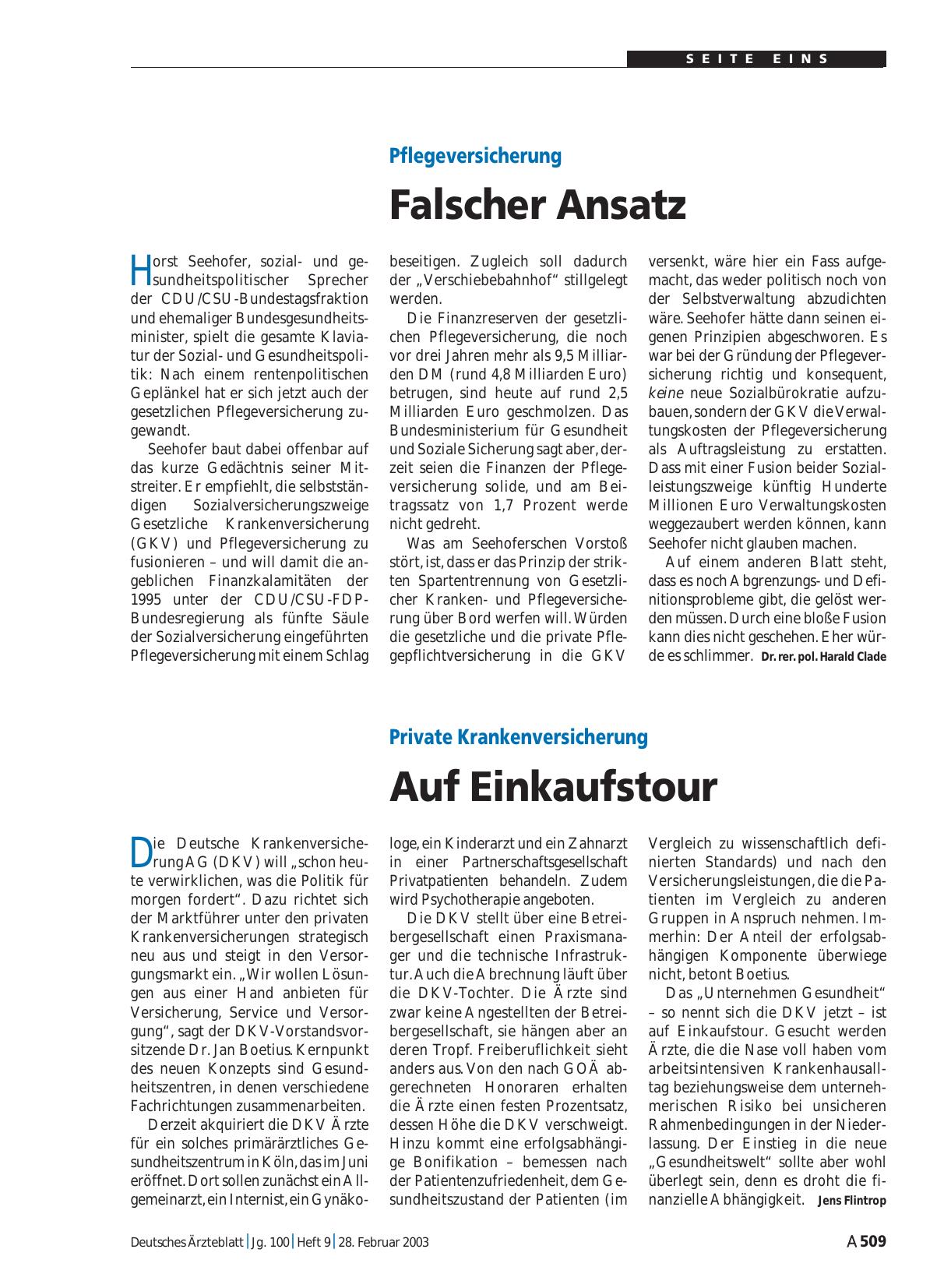 Vorschauseite 1: Private Krankenversicherung: Auf Einkaufstour