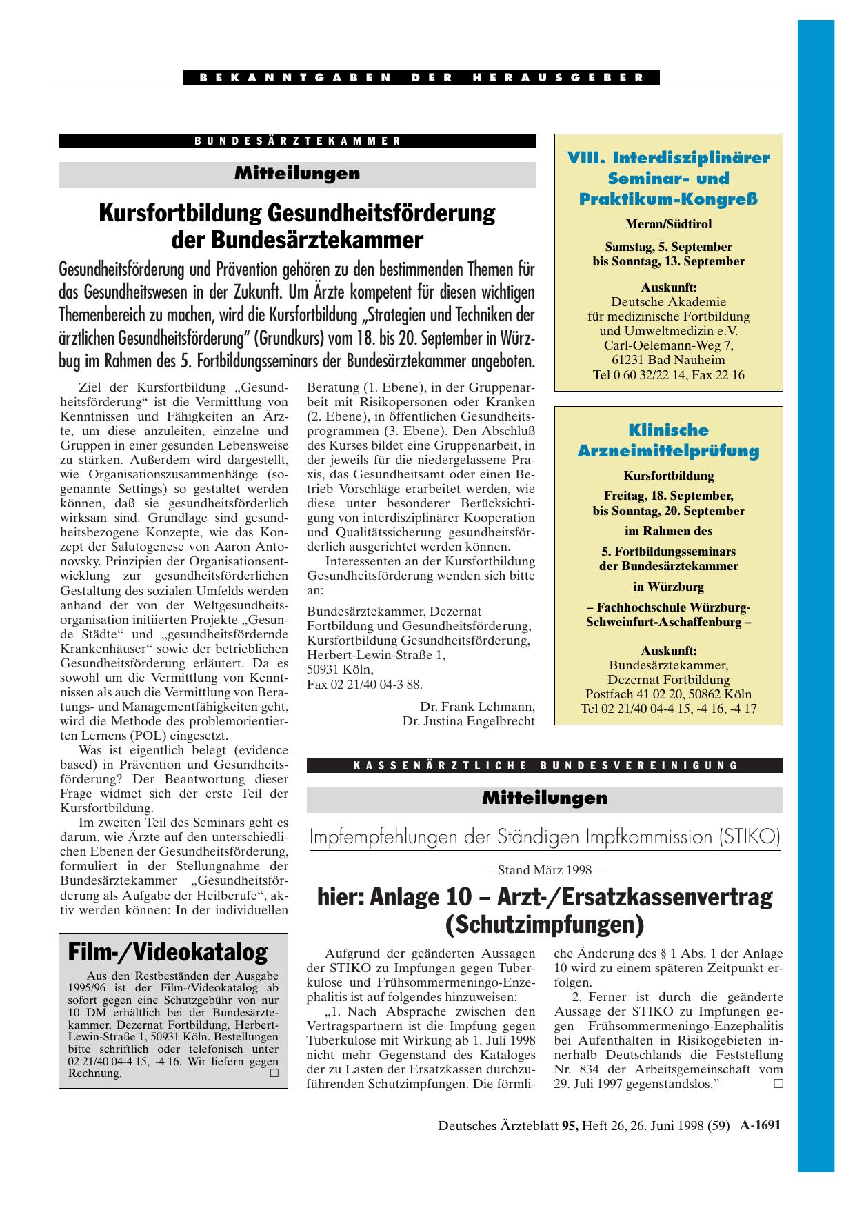 Vorschauseite 1: Impfempfehlungen der Ständigen Impfkommission (STIKO)