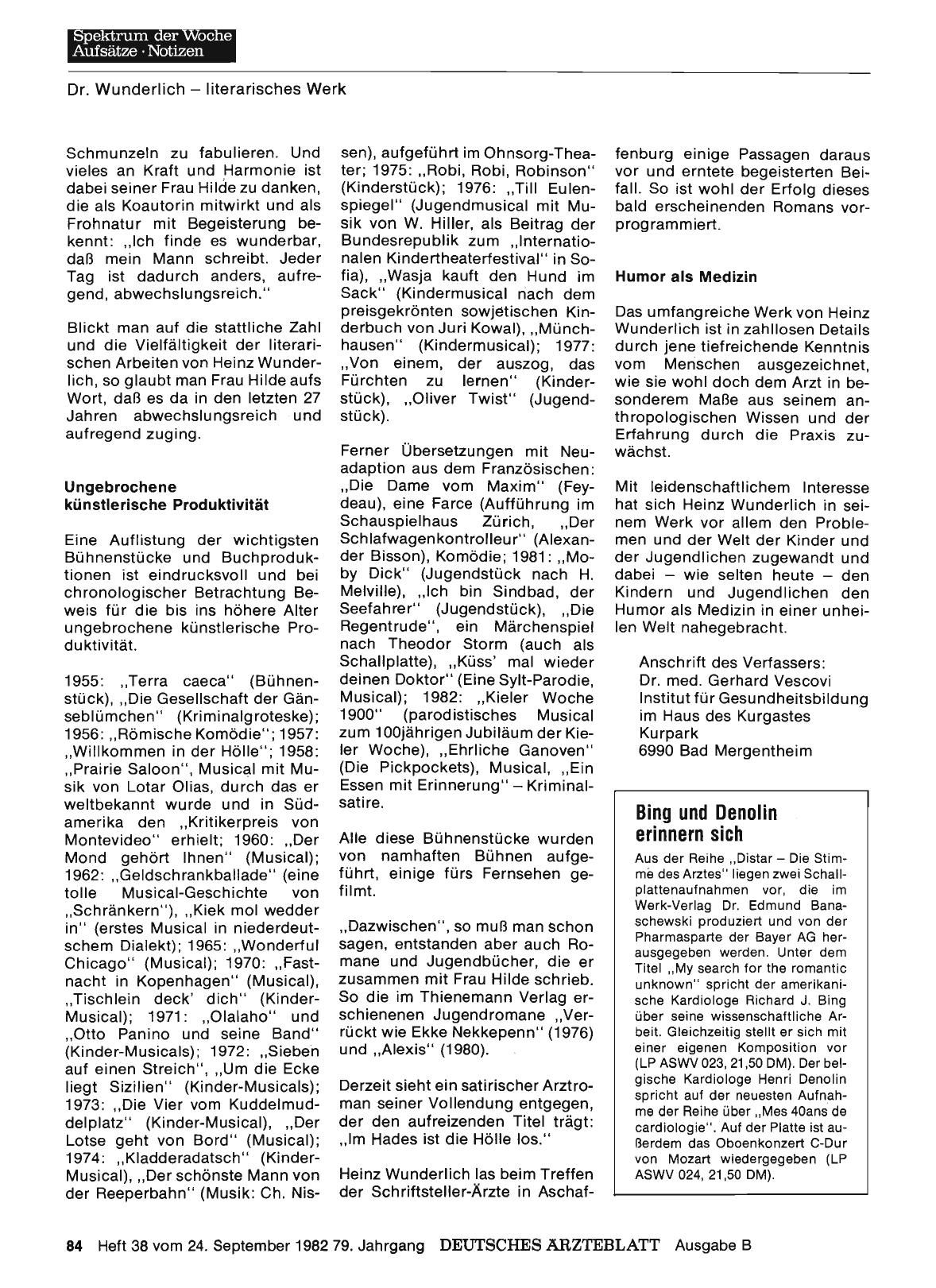 Vorschauseite 1: Bing und Denolin erinnern sich