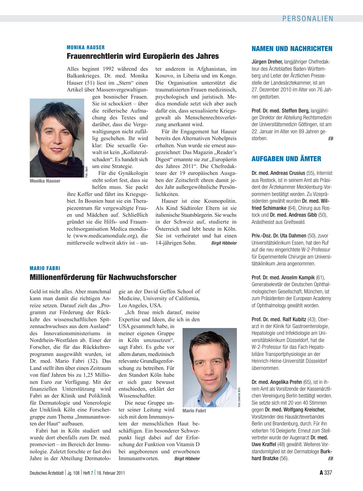 Vorschauseite 1: Namen und Nachrichten