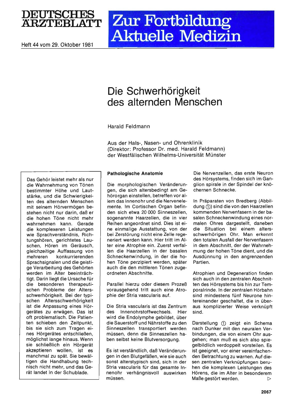Vorschauseite 1: Die Schwerhörigkeit des alternden Menschen