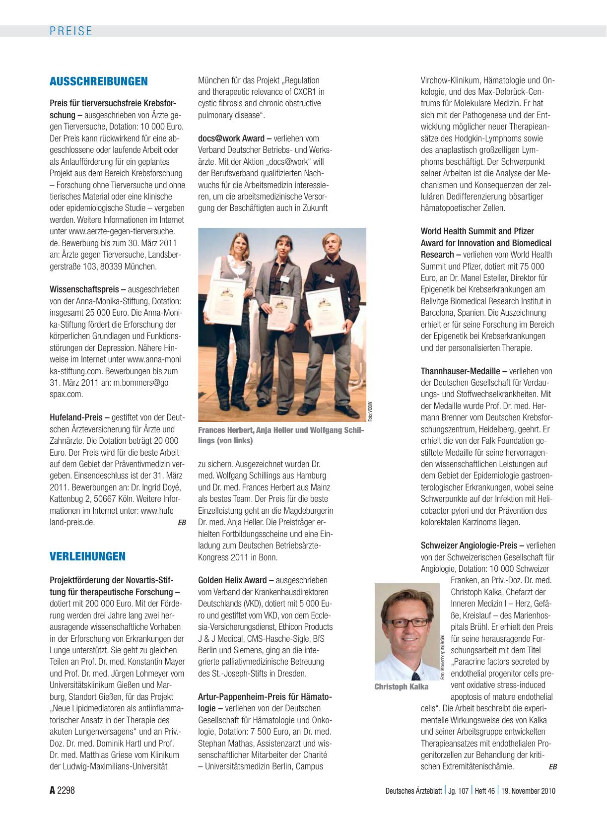 Vorschauseite 1: Verleihungen