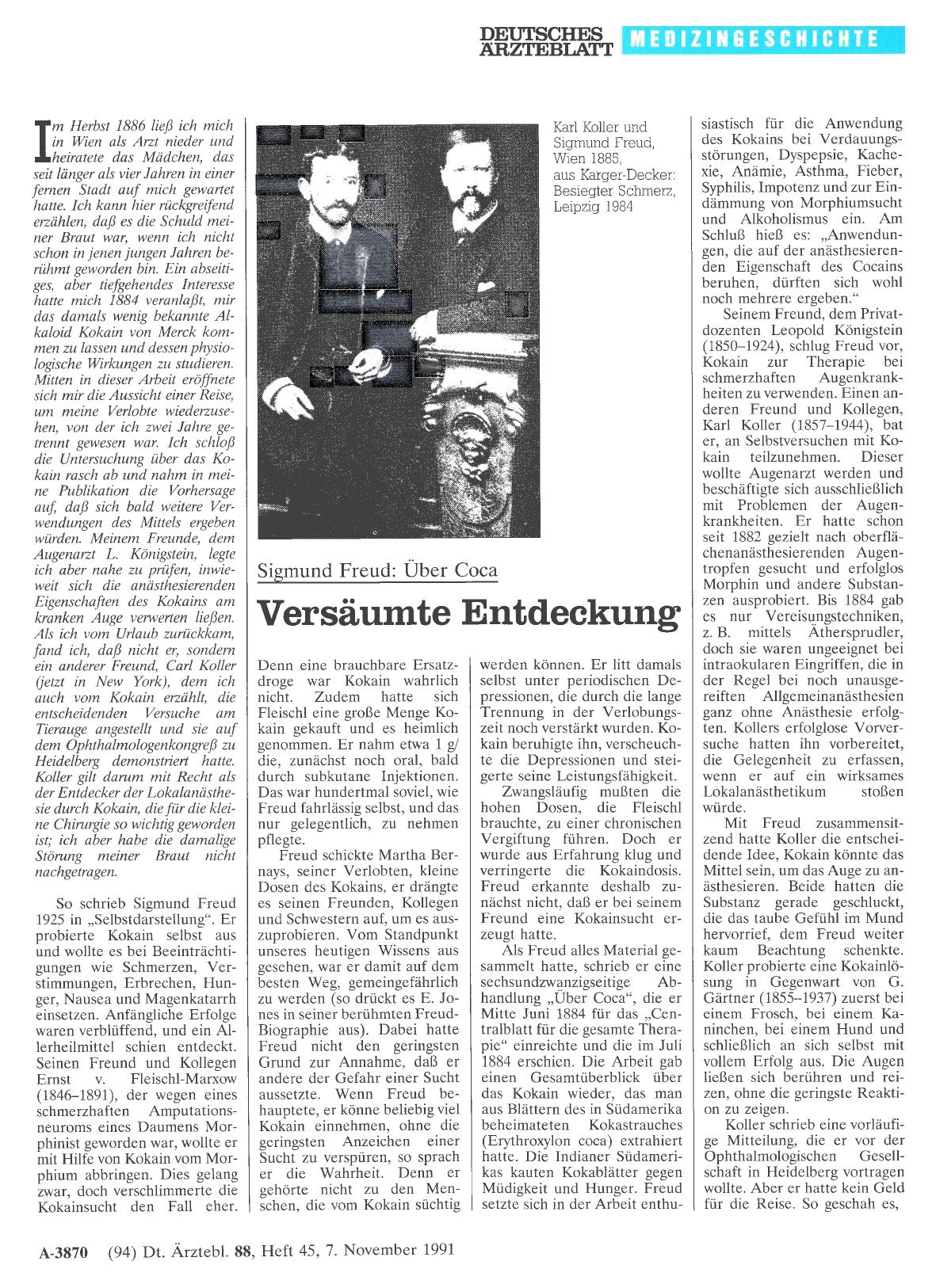 Vorschauseite 1: Sigmund Freud: Über Coca Versäumte Entdeckung