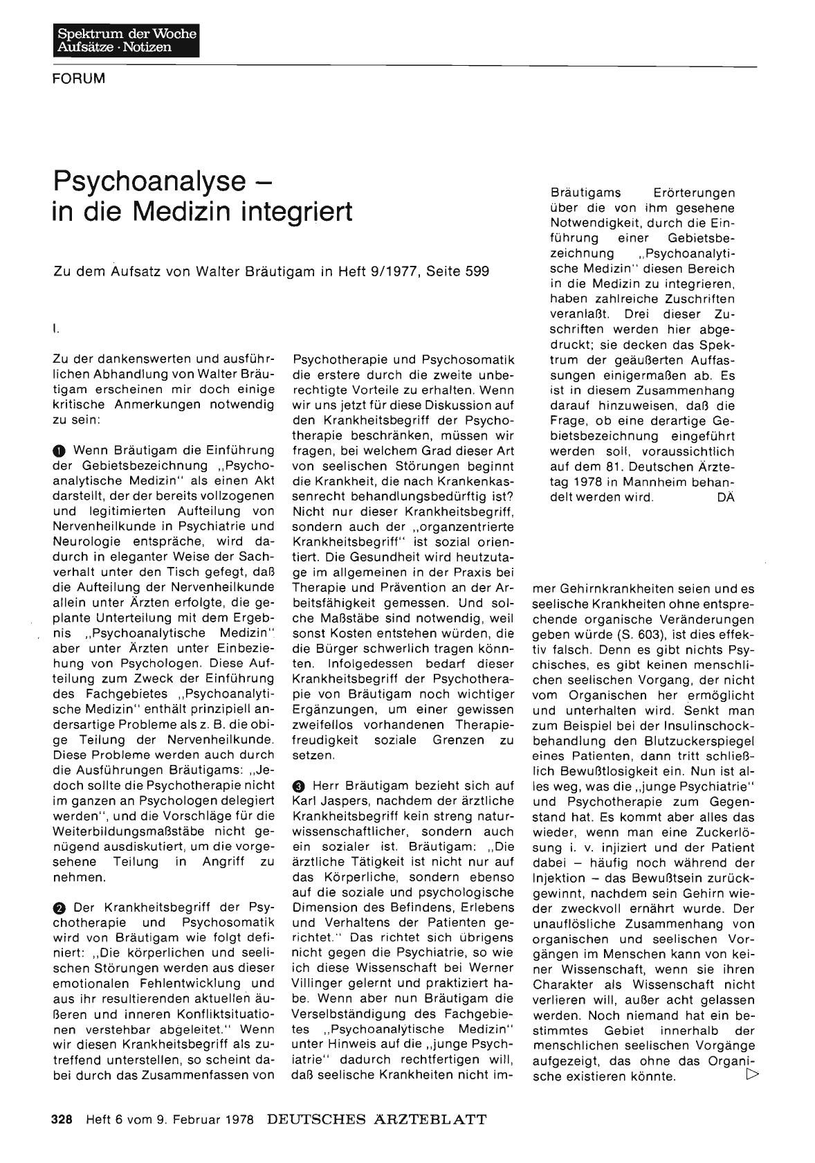 Vorschauseite 1: Psychoanalyse — in die Medizin integriert
