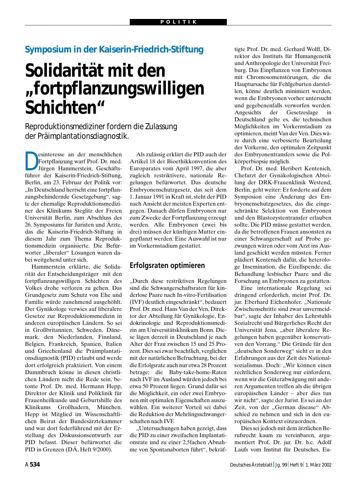 Vorschauseite 1: Symposium in der Kaiserin-Friedrich-Stiftung: Solidarität mit den „fortpflanzungswilligen Schichten“