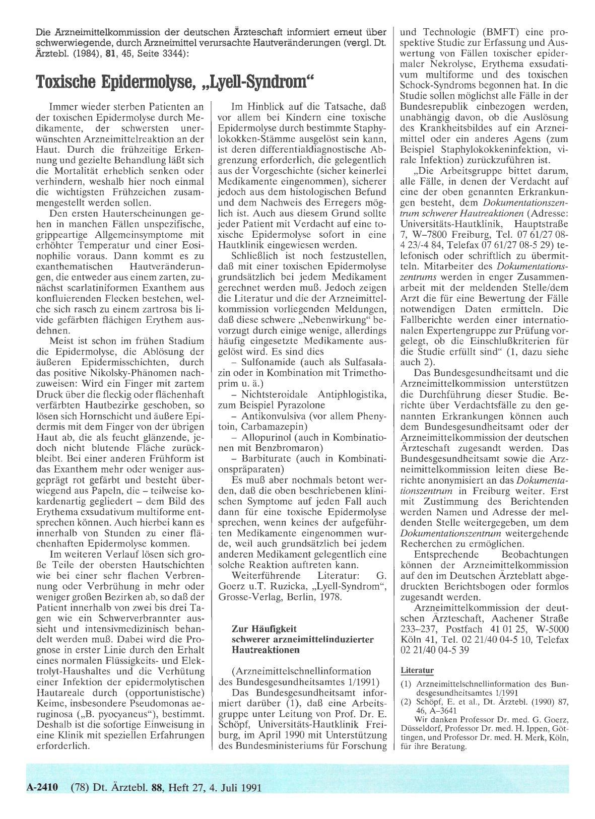 Vorschauseite 1: Toxische Epidermolyse, „Lyell-Syndrom“