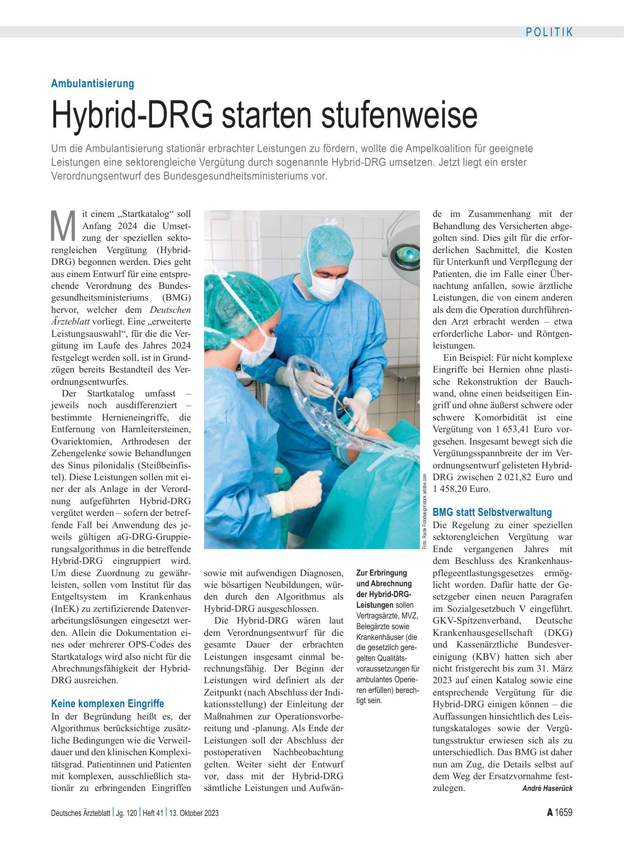 Vorschauseite 1: Ambulantisierung: Hybrid-DRG starten stufenweise