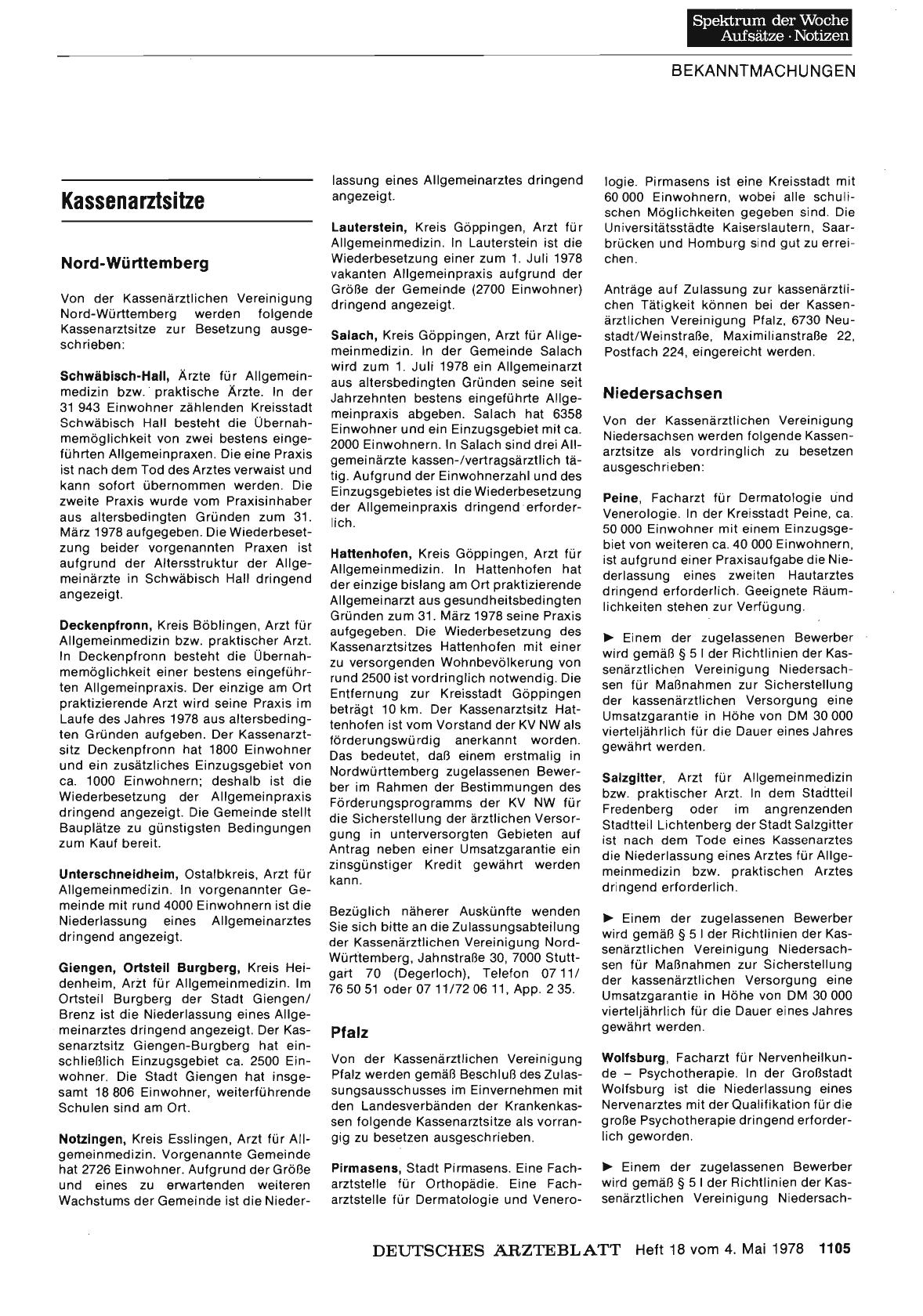 Vorschauseite 1: Kassenarztsitze