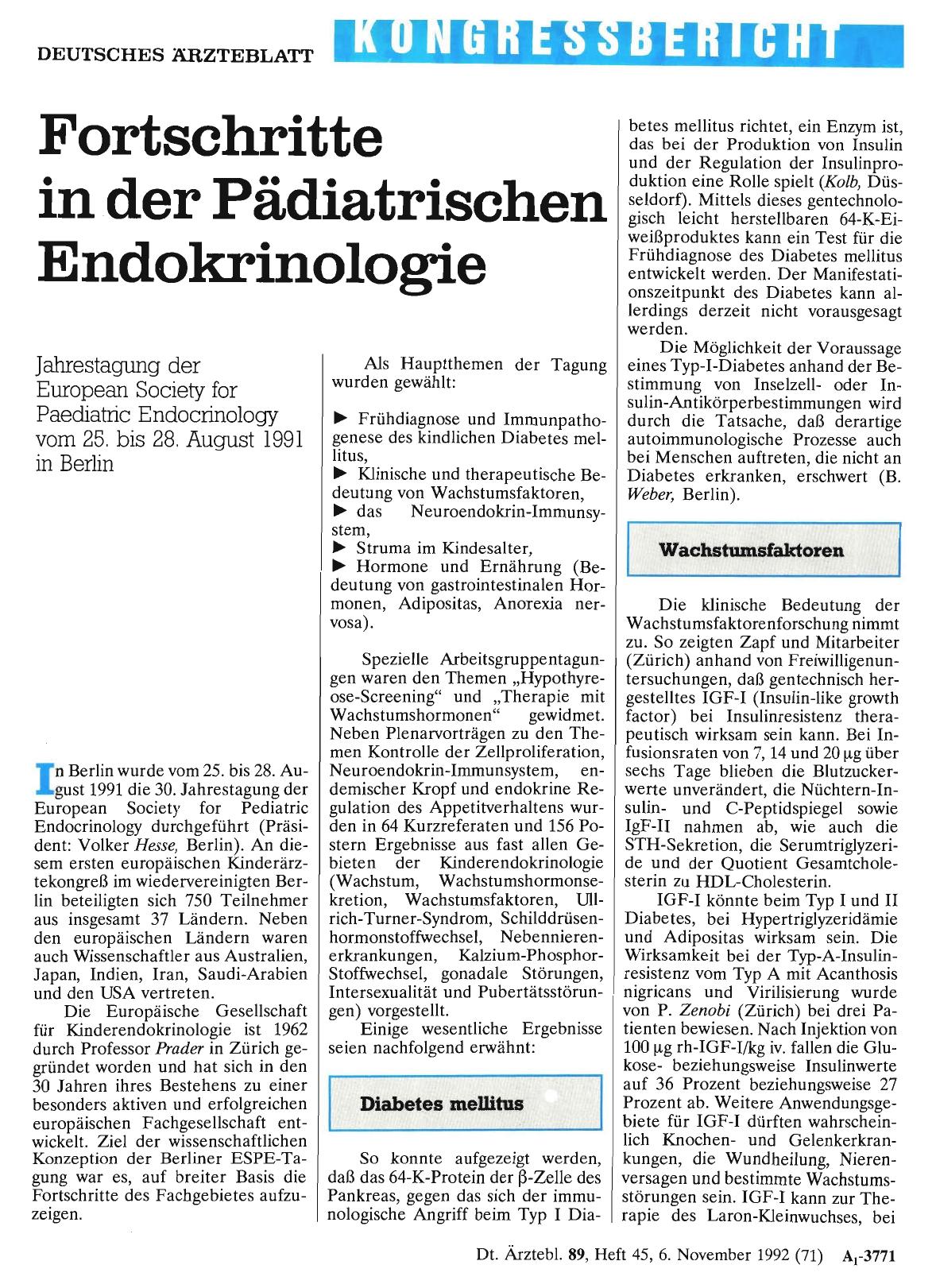 Vorschauseite 1: Fortschritte in der Pädiatrischen Endokrinologie