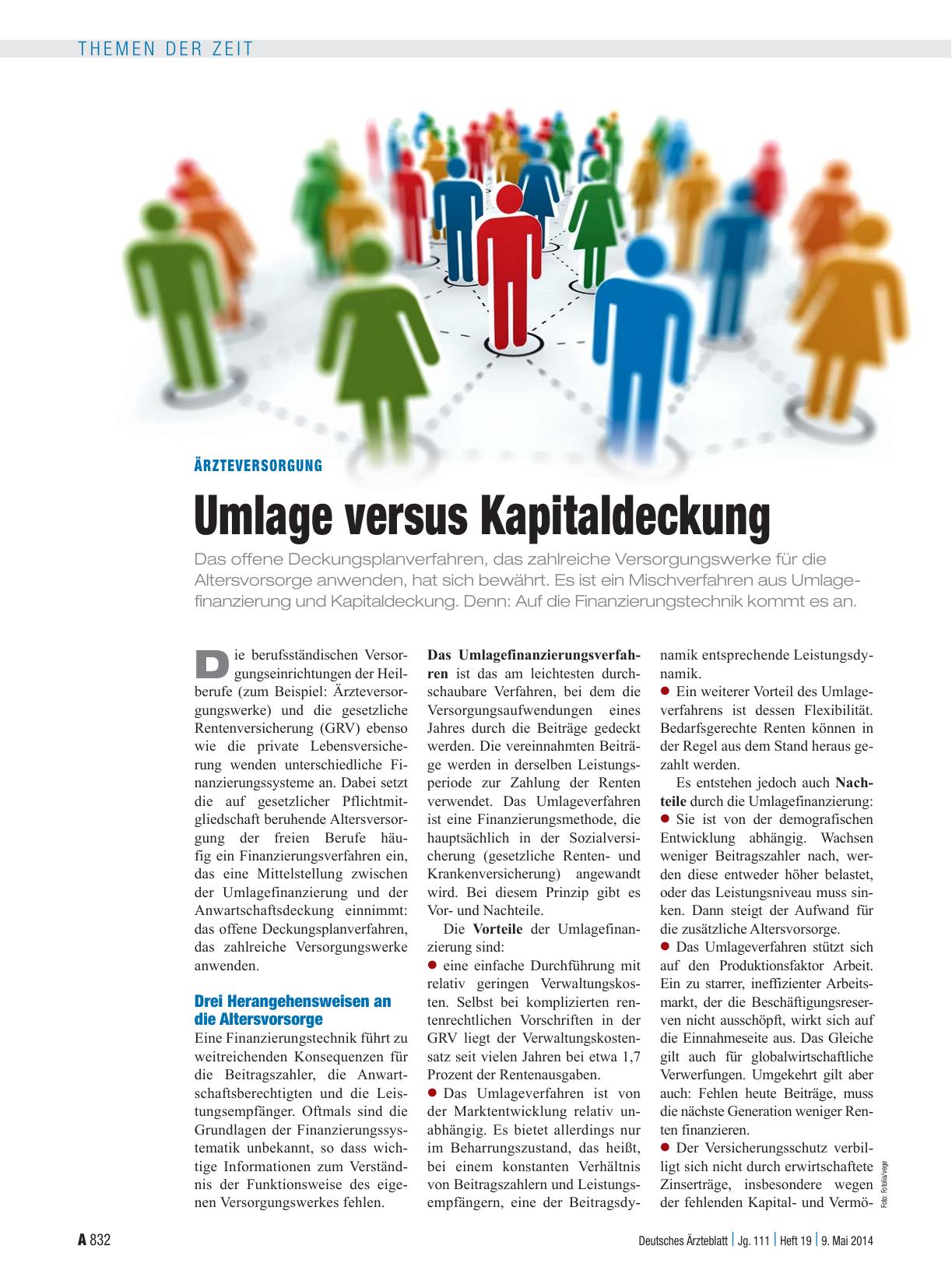 Vorschauseite 1: Ärzteversorgung: Umlage versus Kapitaldeckung