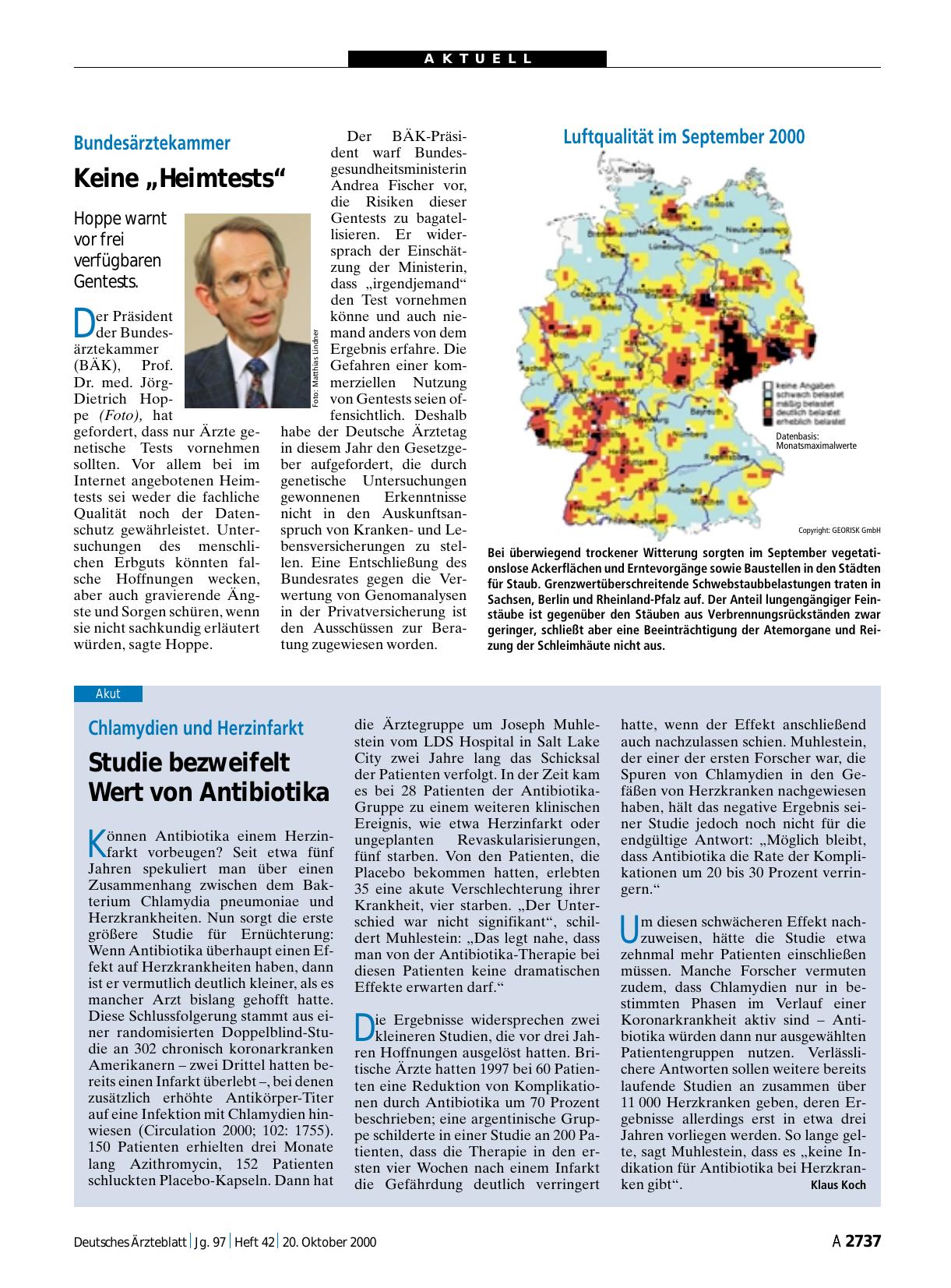 Vorschauseite 1: Luftqualität im September 2000