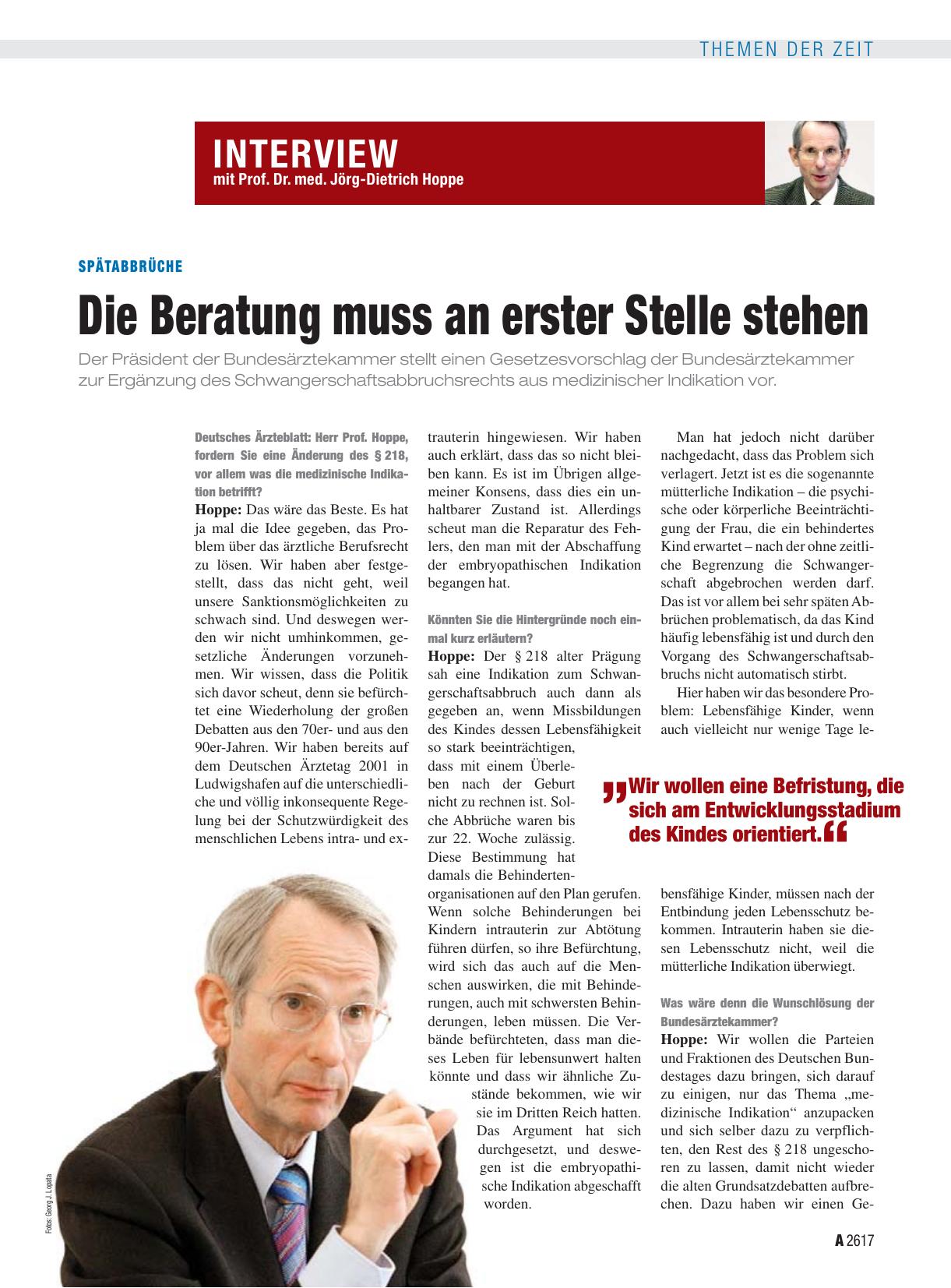 Vorschauseite 1: Spätabbrüche: Die Beratung muss an erster Stelle stehen