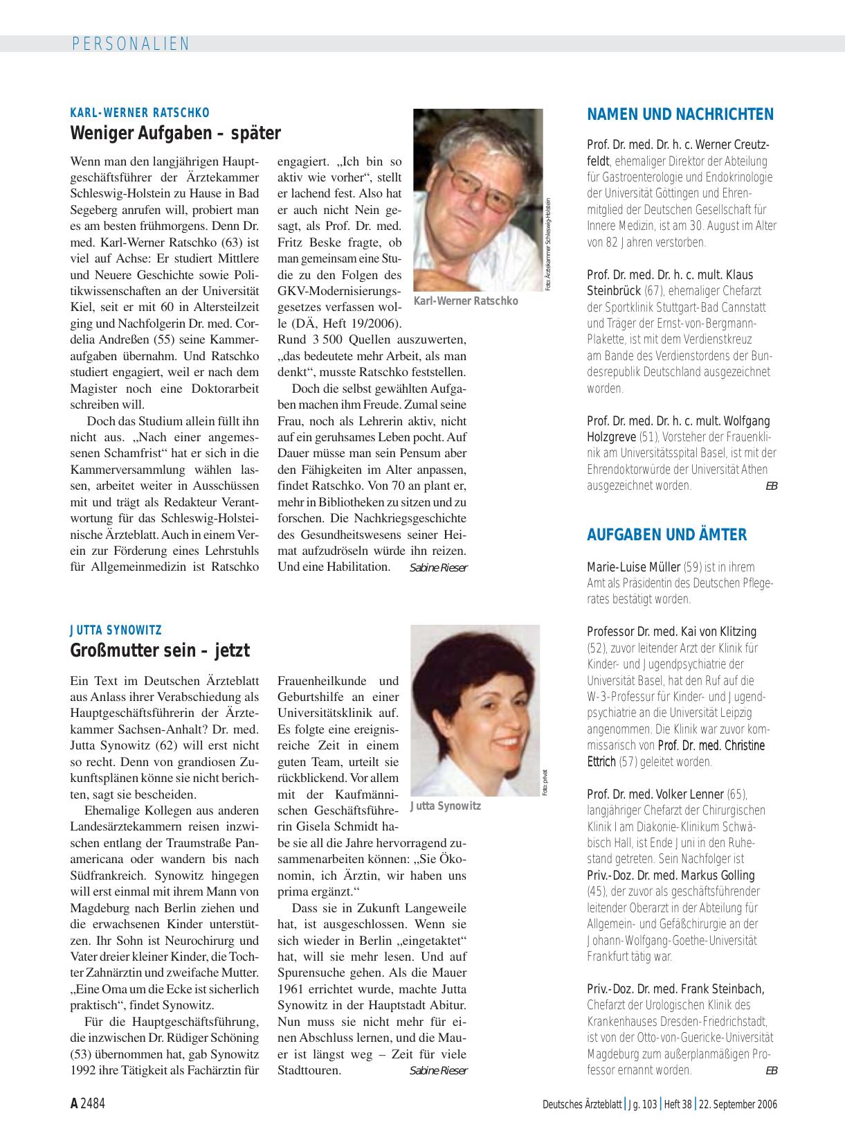 Vorschauseite 1: Namen und Nachrichten