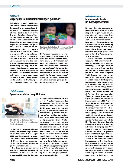 Vorschauseite 1: Psychotherapie: Sprechstunde ist verpflichtend