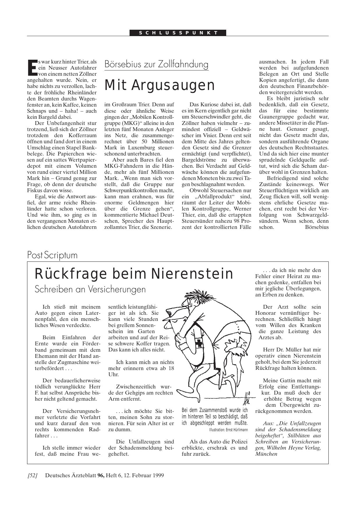 Vorschauseite 1: Rückfrage beim Nierenstein: Schreiben an Versicherungen