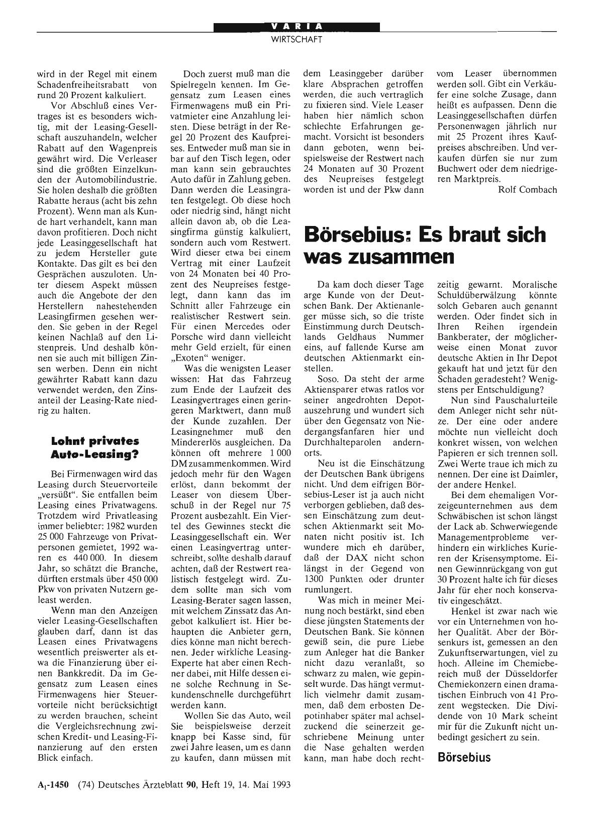 Vorschauseite 1: Börsebius: Es braut sich was zusammen