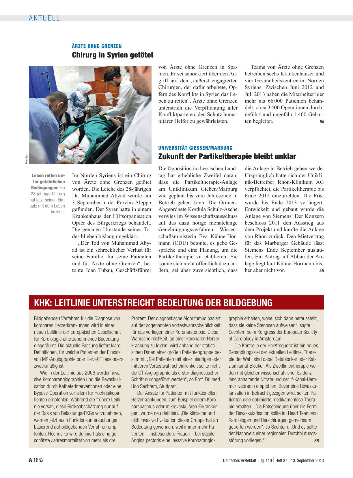 Vorschauseite 1: KHK: Leitlinie unterstreicht Bedeutung der Bildgebung