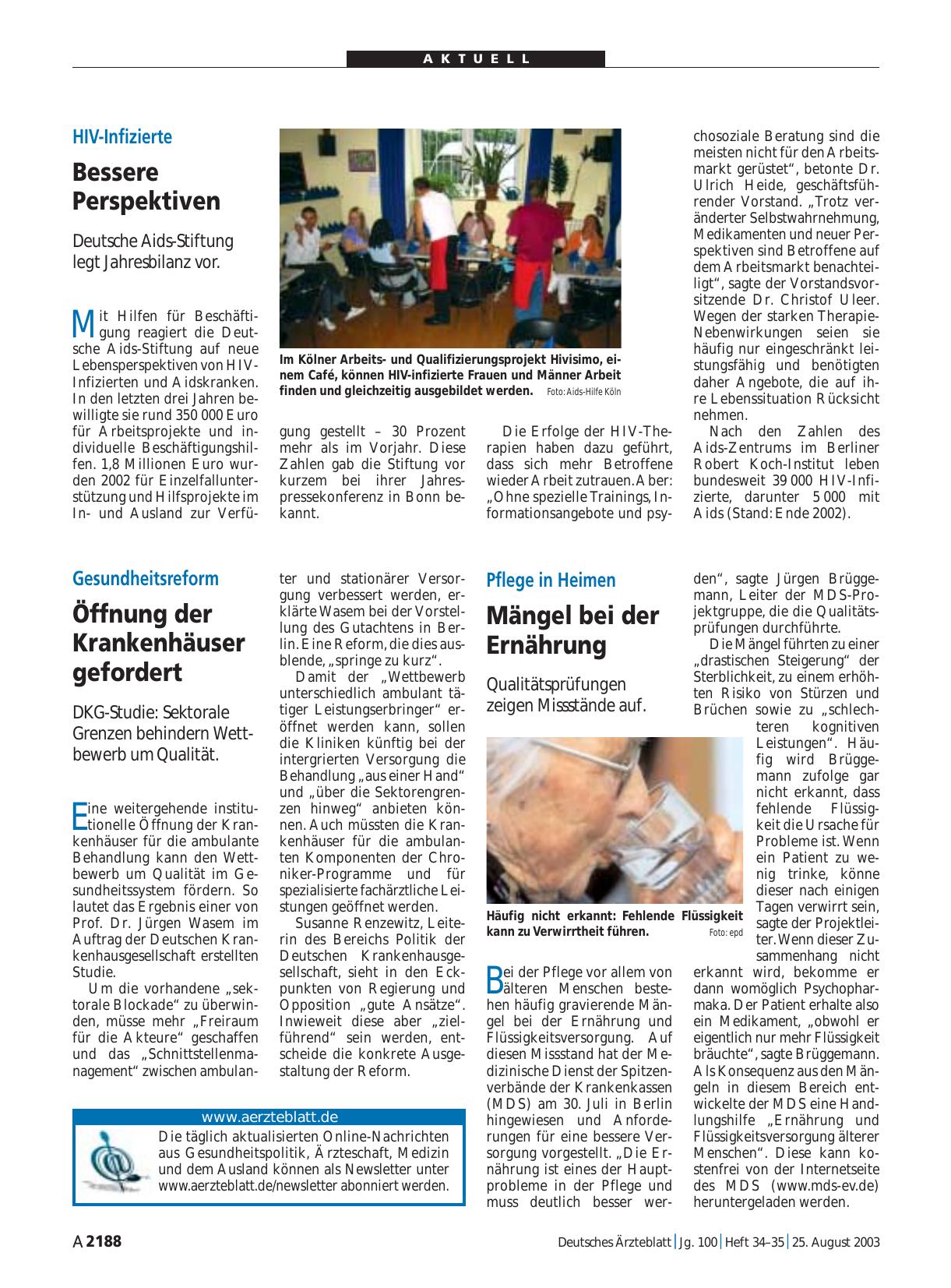 Vorschauseite 1: Pflege in Heimen: Mängel bei der Ernährung