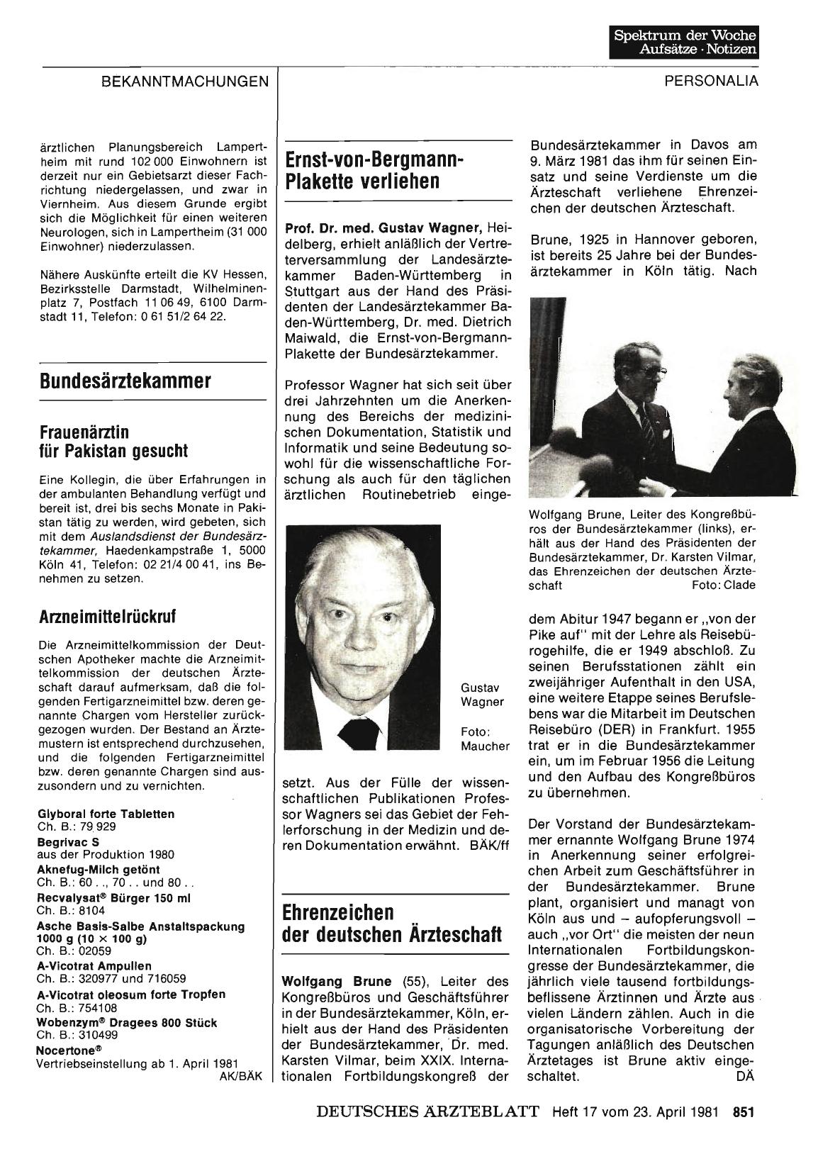 Vorschauseite 1: Ehrenzeichen der deutschen Ärzteschaft