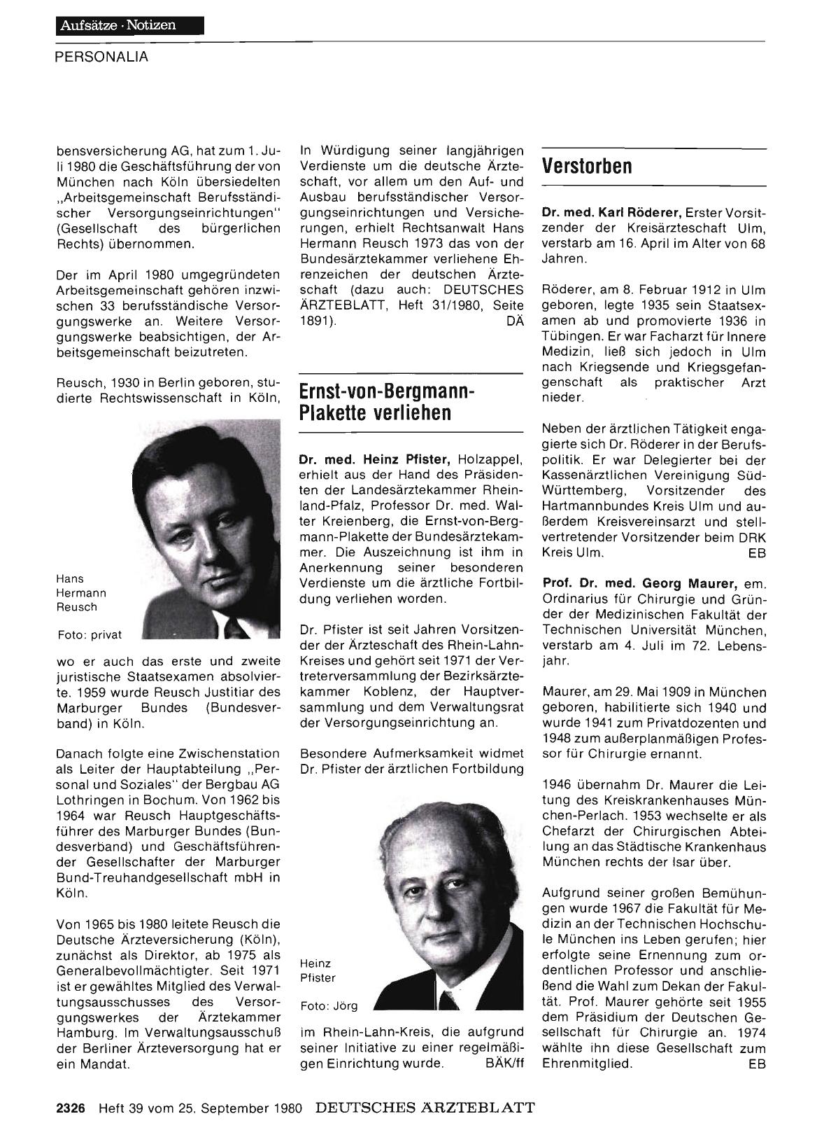 Vorschauseite 1: Ernst-von-Bergmann-Plakette verliehen