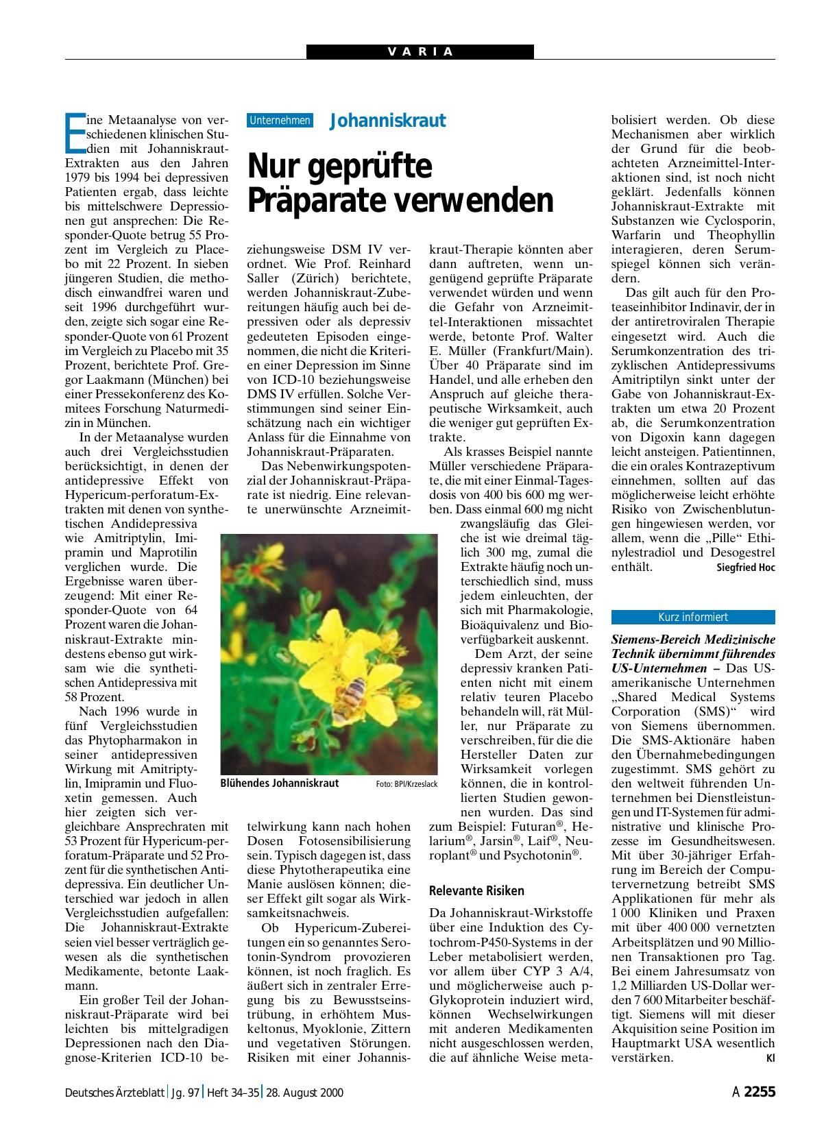 Vorschauseite 1: Johanniskraut: Nur geprüfte Präparate verwenden