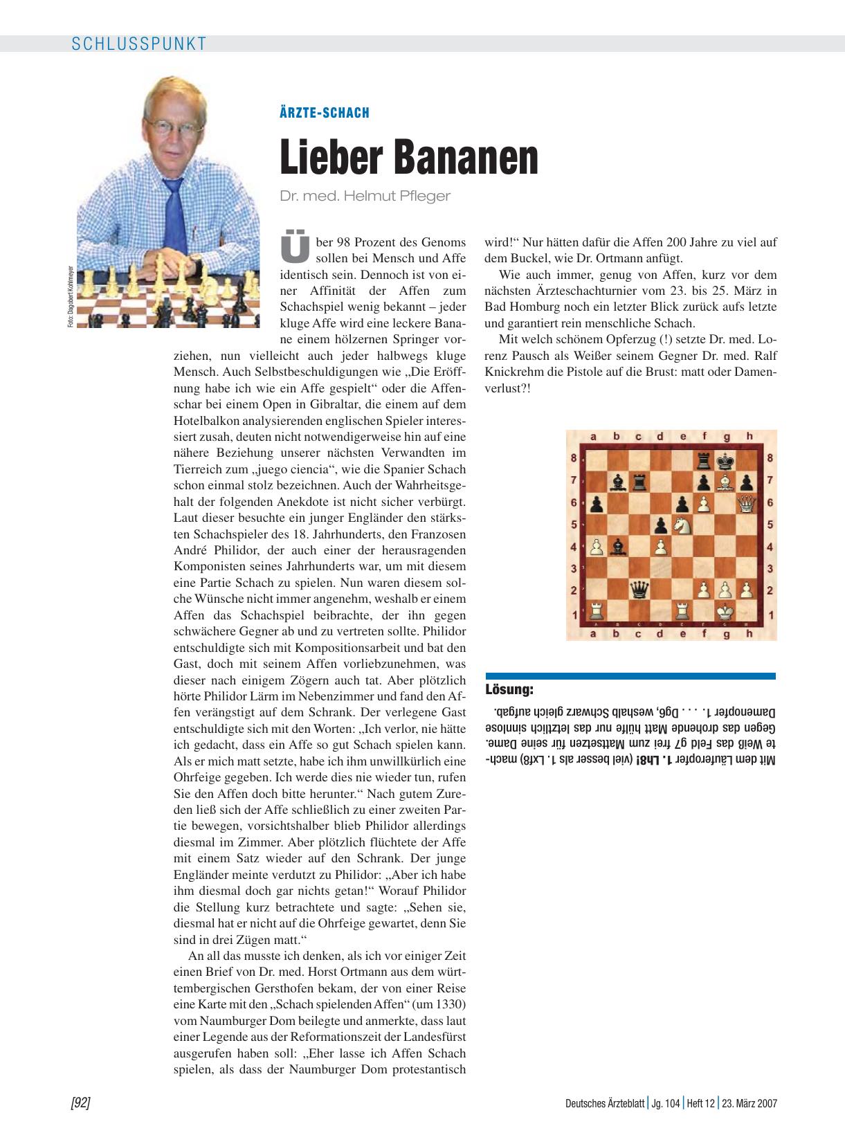 Vorschauseite 1: Ärzte-Schach: Lieber Bananen